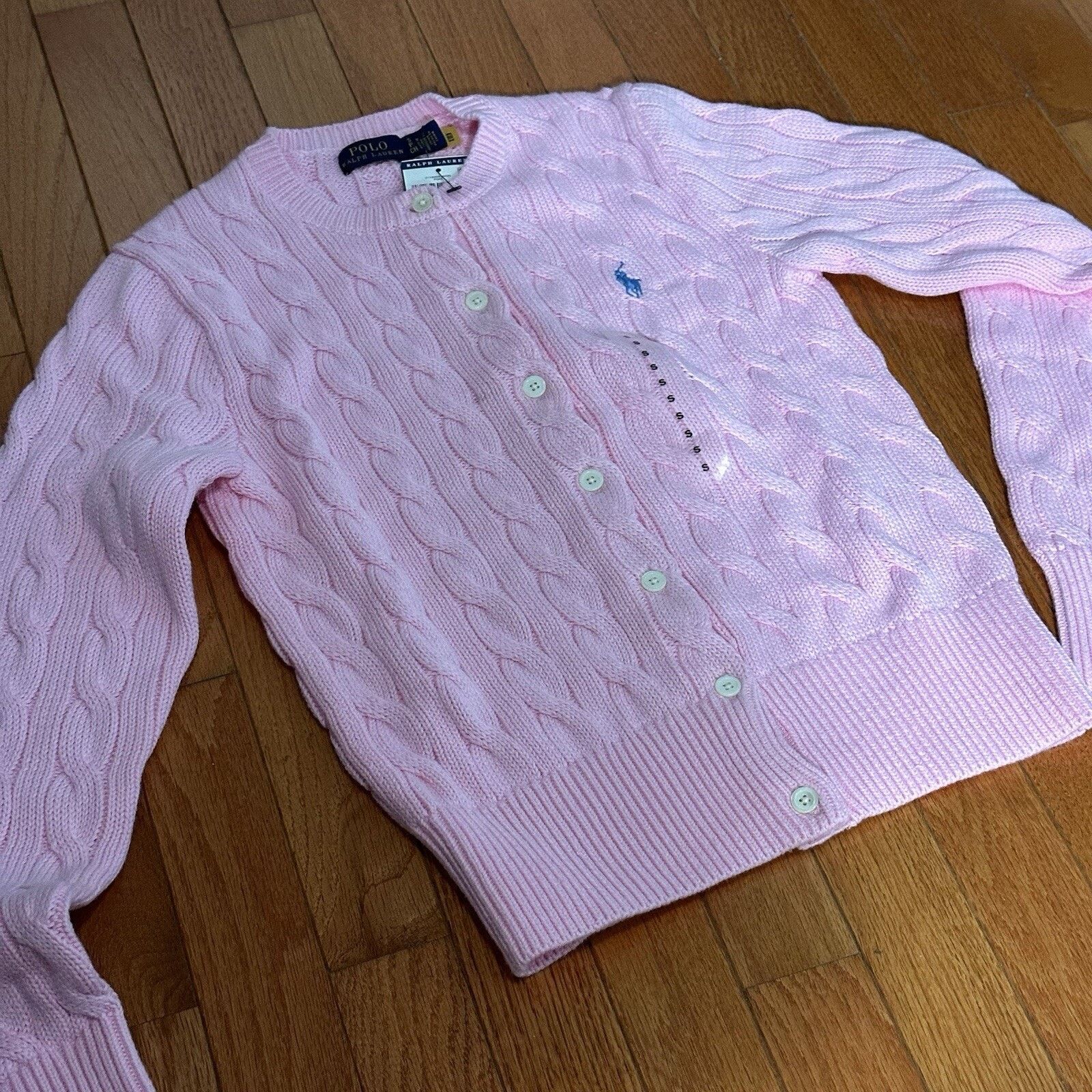 Ralph Lauren NEW POLO RALPH LAUREN Women Cotton Crewneck Cardigan Pink S Size S / US 4 / IT 40 - 5 Thumbnail