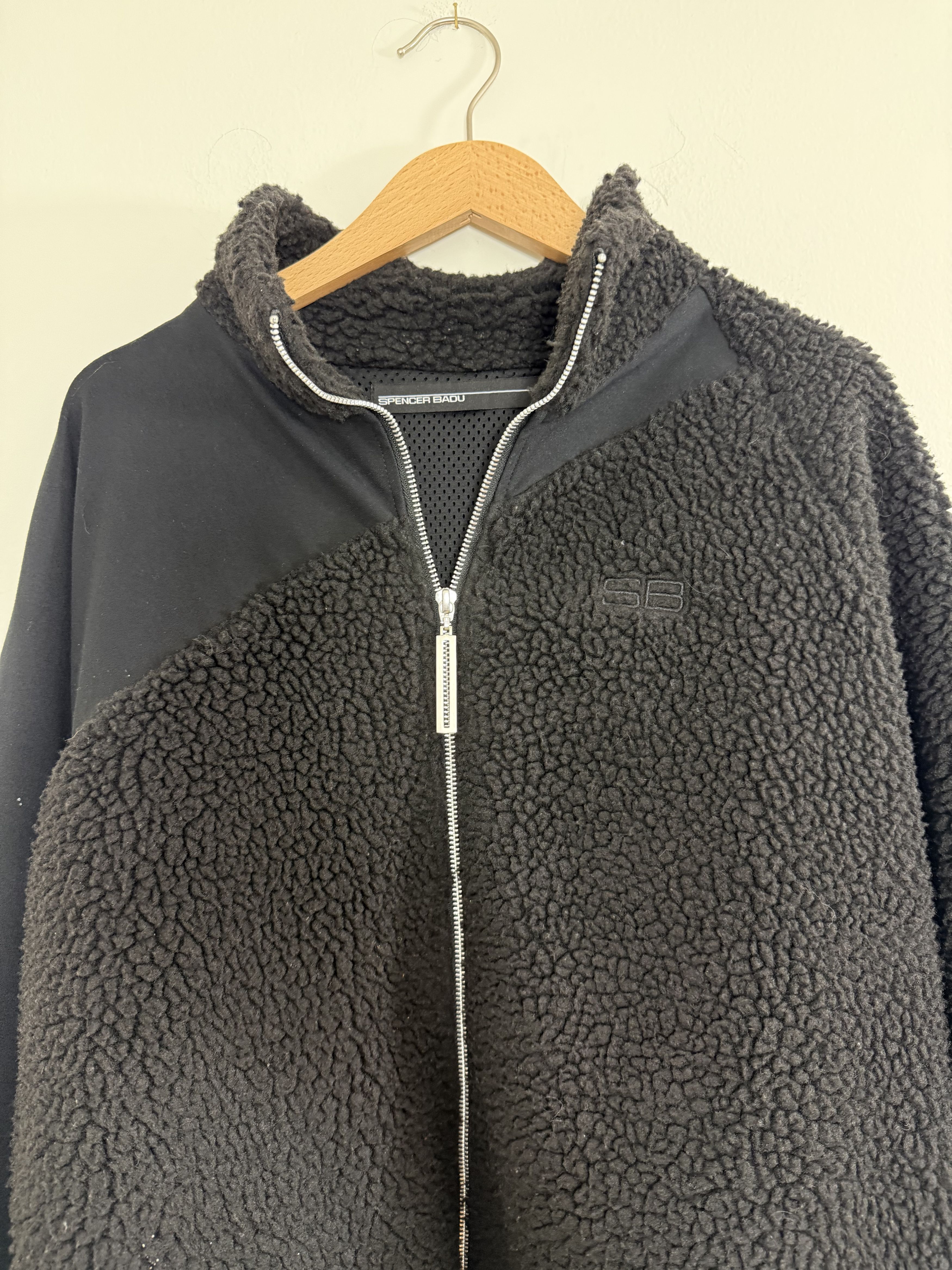 SPENCER BADU Black Asymmetrical Fleece Boxy/Cropped Jacket Size US L / EU 52-54 / 3 - 3 Thumbnail
