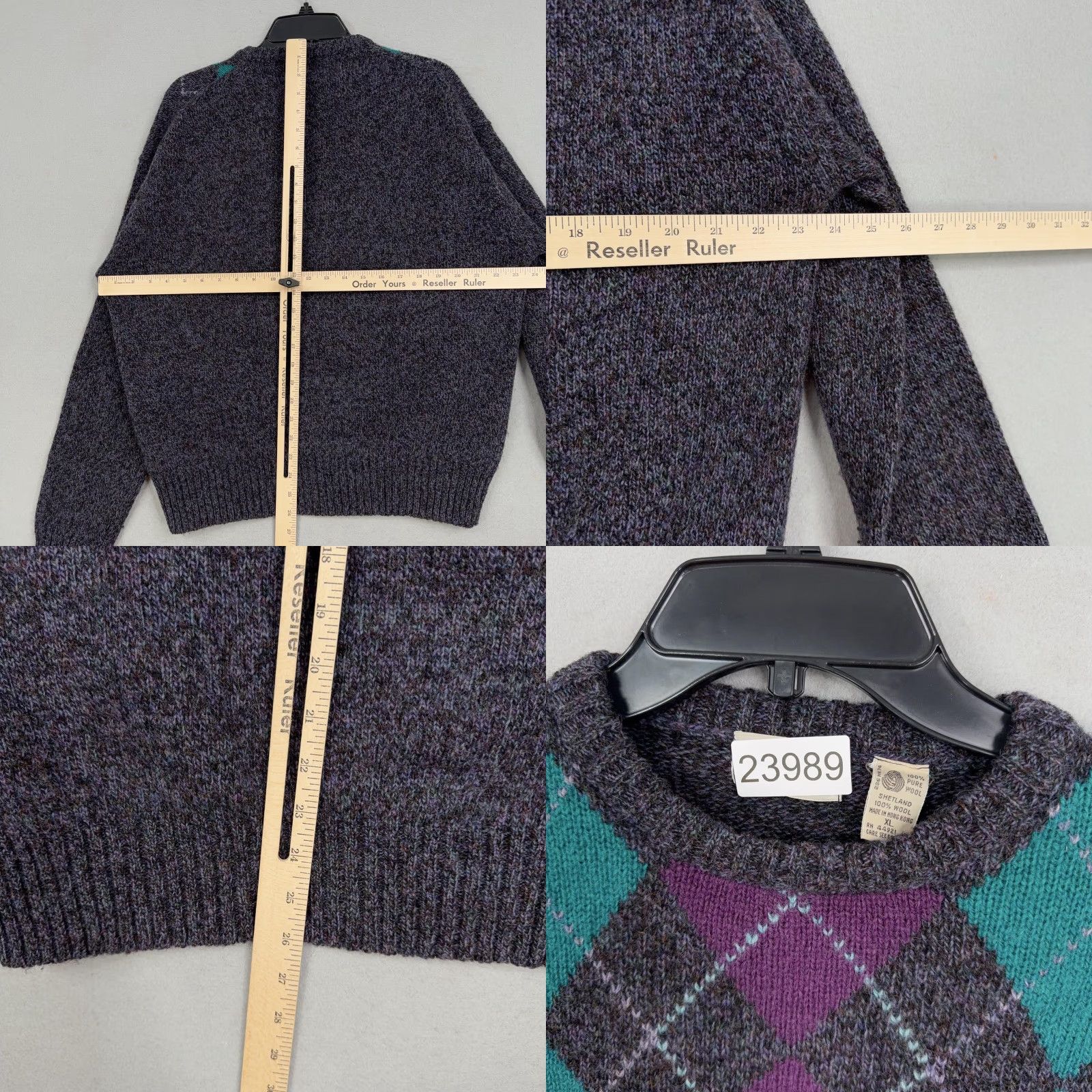 Vintage VINTAGE Nantucket Sportswear Sweater Mens XL Argyle Crewneck Wool Knit Gray 80s Size US XL / EU 56 / 4 - 8 Thumbnail