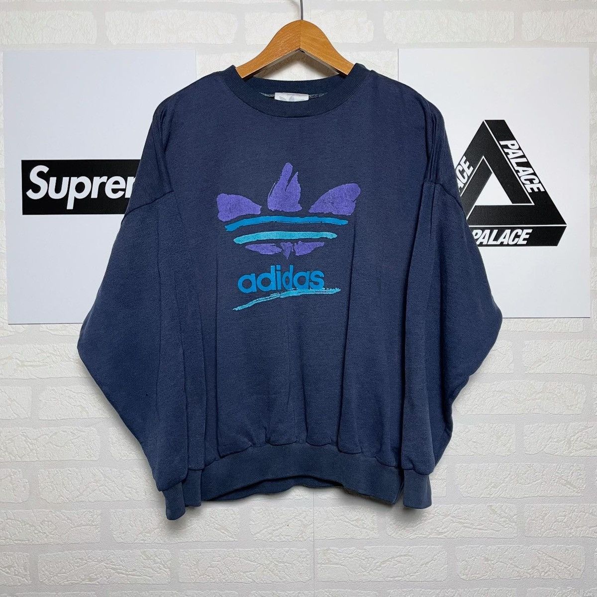 Adidas Vintage Sweatshirt Adidas Boxy 90s Size US M / EU 48-50 / 2 - 1 Thumbnail
