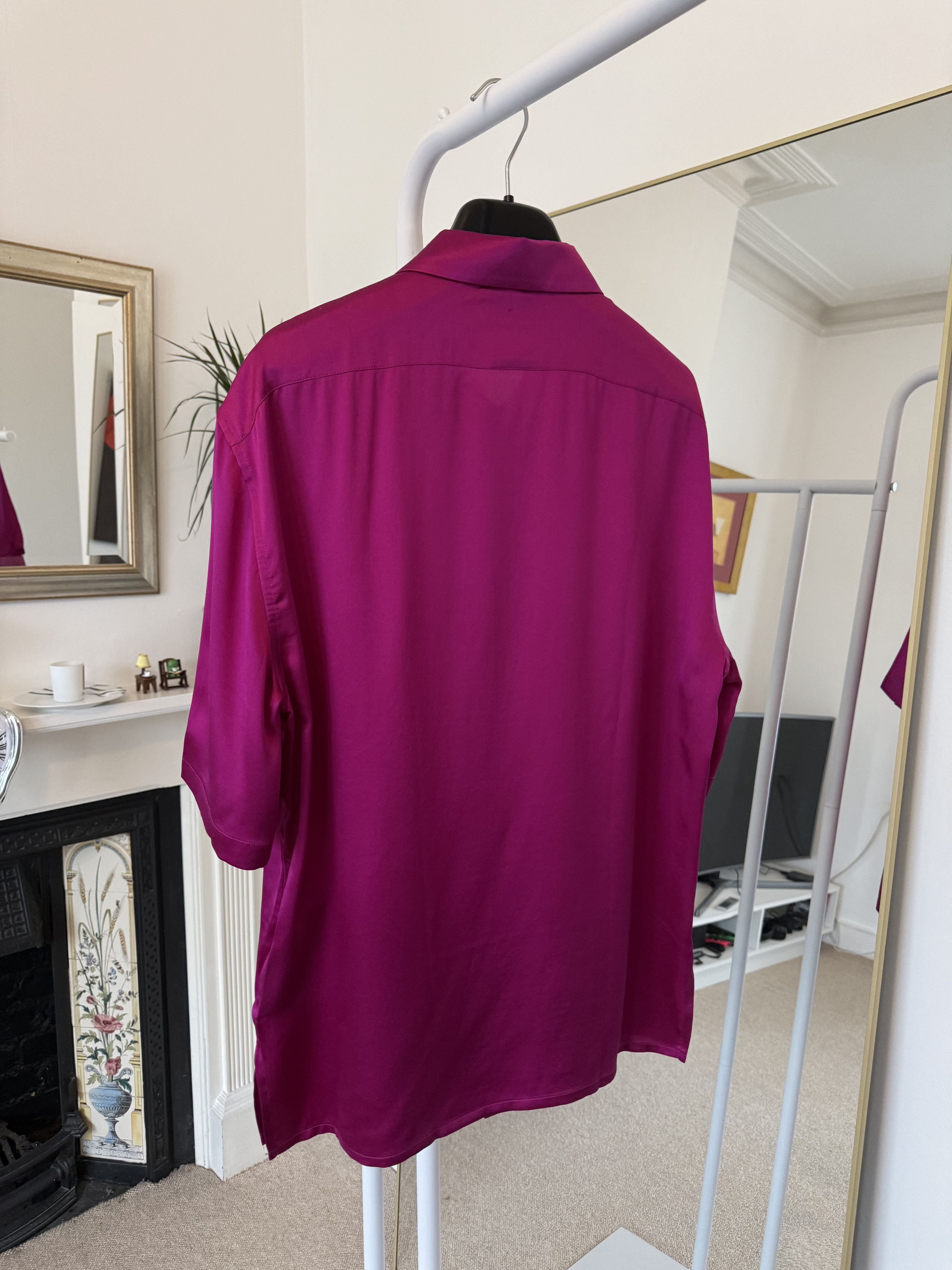 Saint Laurent Paris Saint Laurent Satin Pink Silk Shirt Size US M / EU 48-50 / 2 - 4 Thumbnail