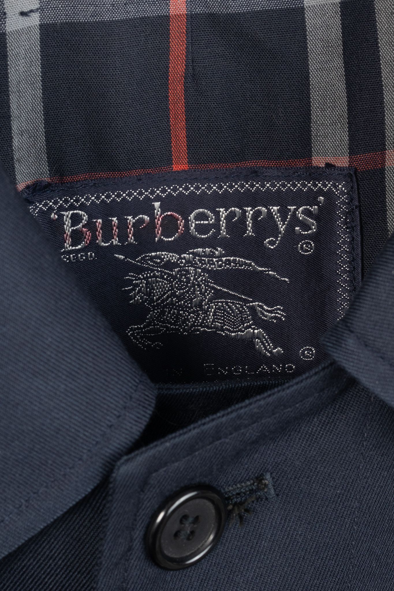 Burberry Burberry Vintage Navy Twill Belted Balmacaan Coat Size US XL / EU 56 / 4 - 4 Thumbnail