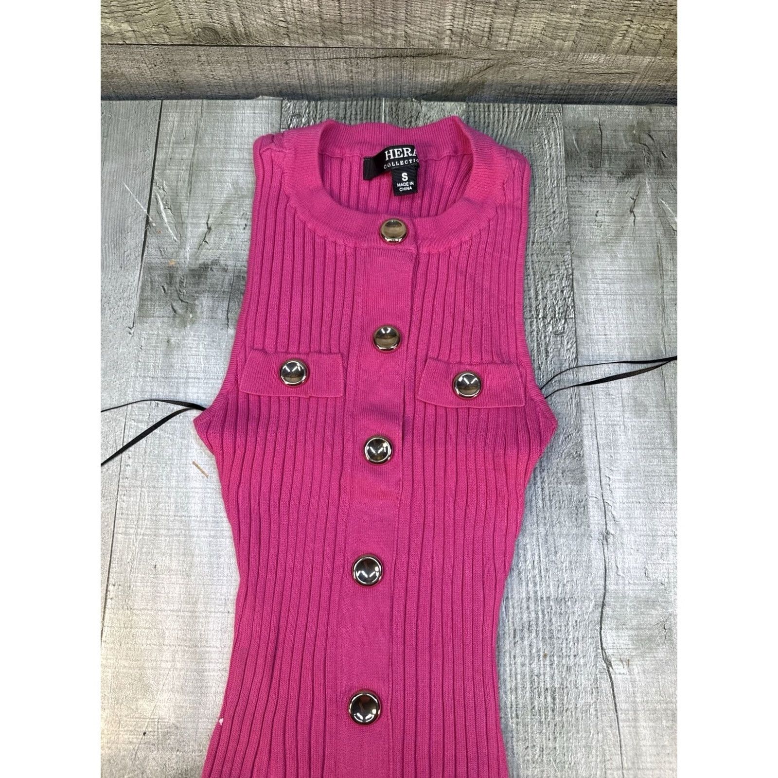 Pinko Hera Pink Ribbed Bodycon Mini Dress Button Front Y2K Barbiecore S Womens Dress Size S / US 4 / IT 40 - 3 Thumbnail