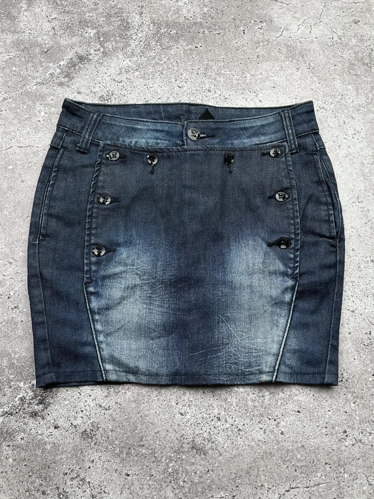 Japanese Brand Vintage Faded Mini Skirt C62(V576)(E8) Size 26" / US 2 / IT 38 - 2 Thumbnail