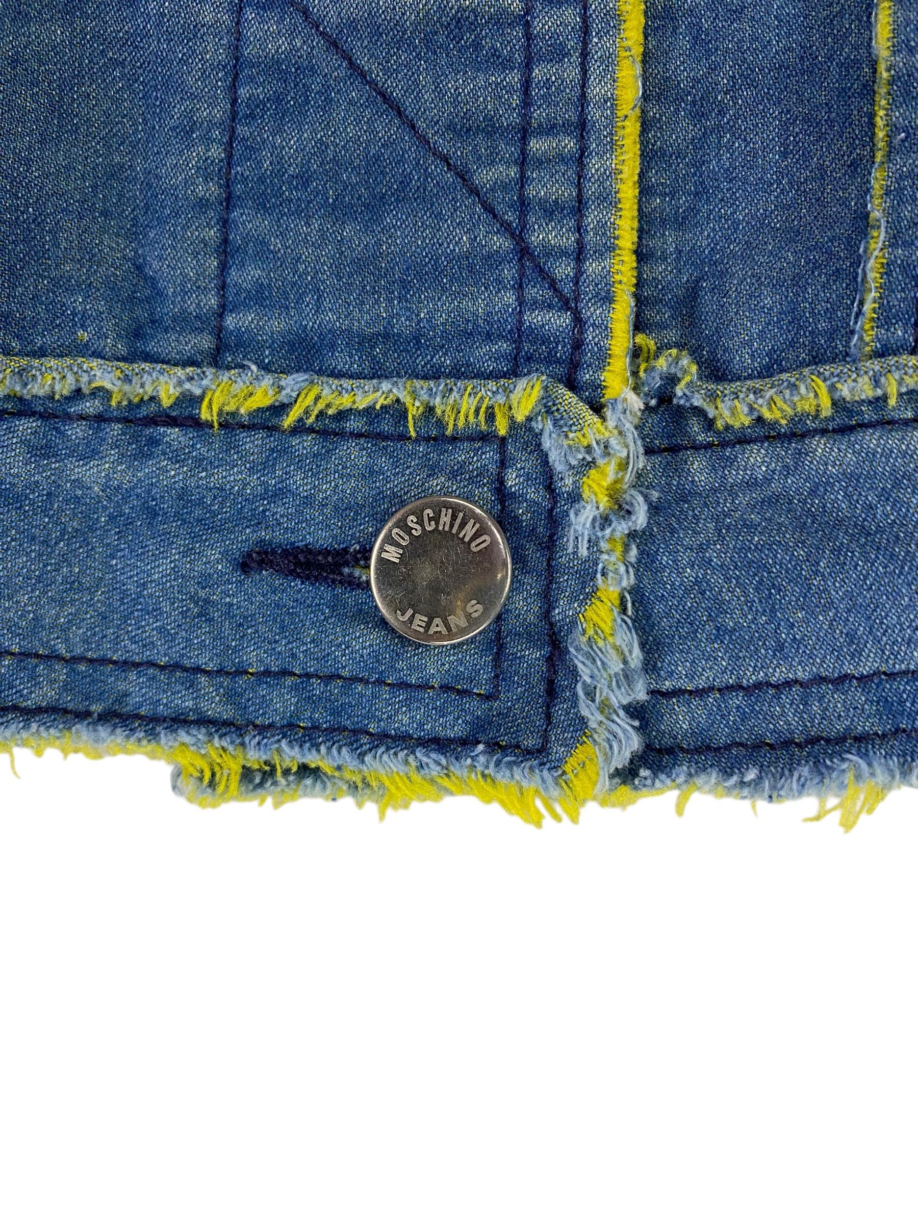 Designer × Moschino Moschino lime frayed edge denim jacket Size L / US 10 / IT 46 - 6 Thumbnail