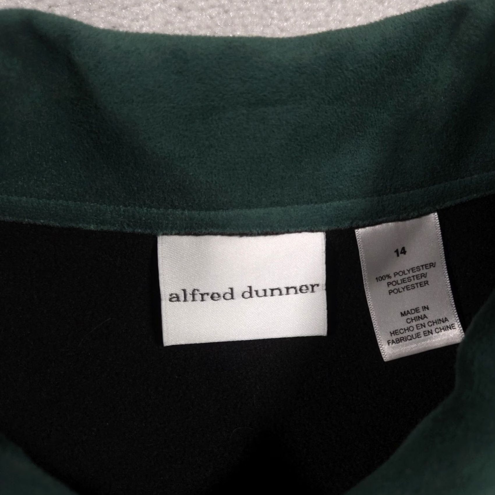 Vintage Alfred Dunner Jacket Womens 14 Green Microfiber Full Zip Mid-Length Collar Lined - Classic, Casual, Business Womens Size XL / US 12-14 / IT 48-50 - 5 Thumbnail