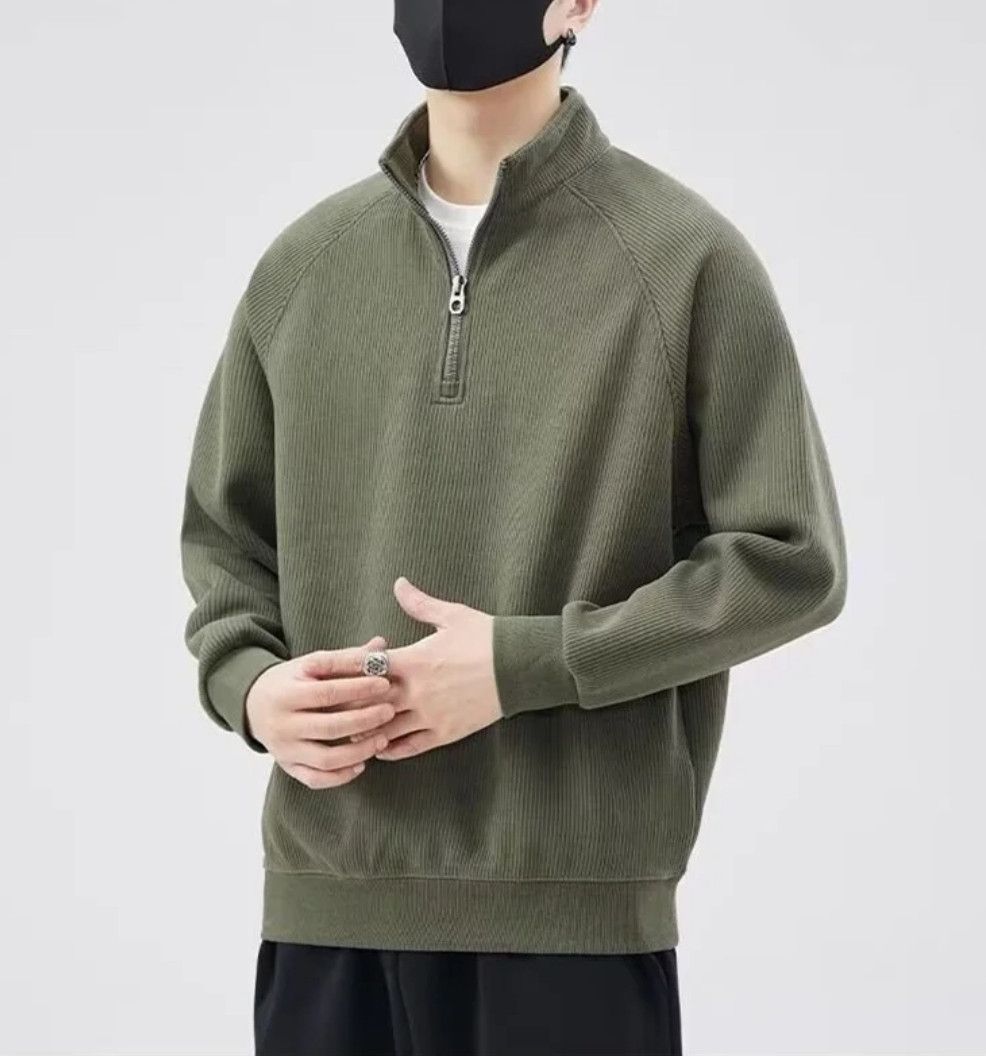 Japanese Brand × Vintage Y2K Half Zipper Vintage Textured Standing Collar Sweater Size US XXL / EU 58 / 5 - 2 Thumbnail