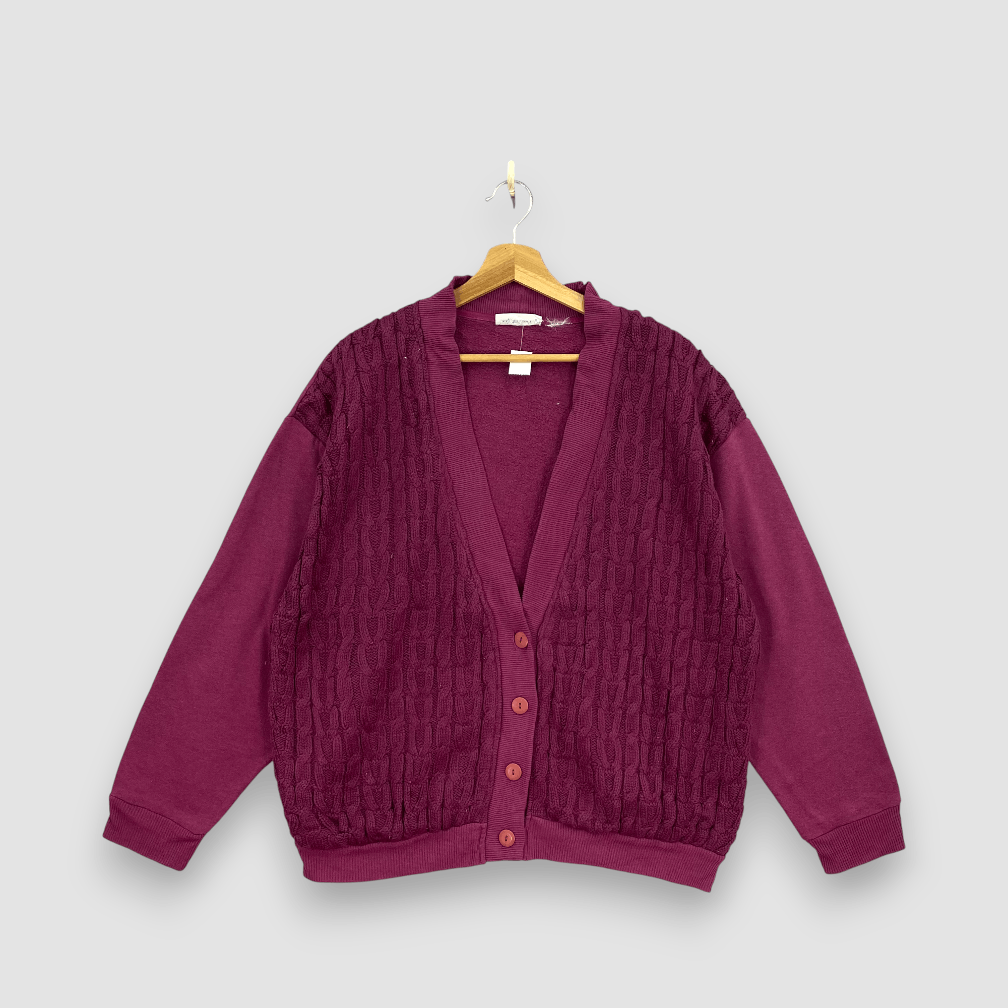 Japanese Brand Vintage Foot Locker Cable Knit Cardigan V-Neck Sweatshirt Size US XL / EU 56 / 4 - 1 Thumbnail