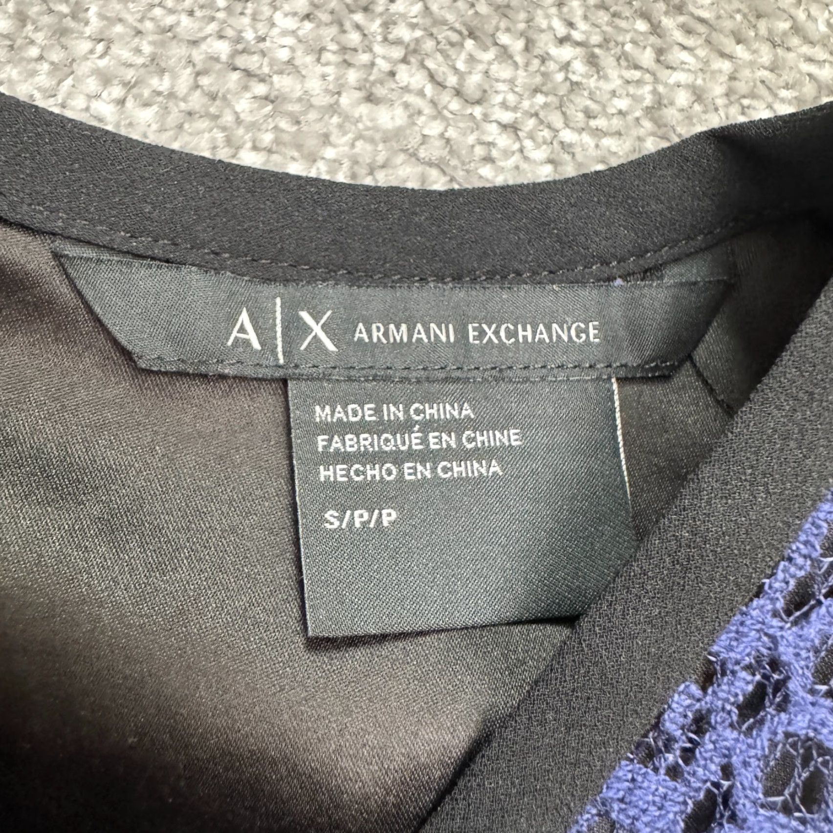 Armani Exchange A|X Armani Exchange Colorblock Lace Shift Dress Womens Small Blue Black V-Neck Size S / US 4 / IT 40 - 5 Thumbnail
