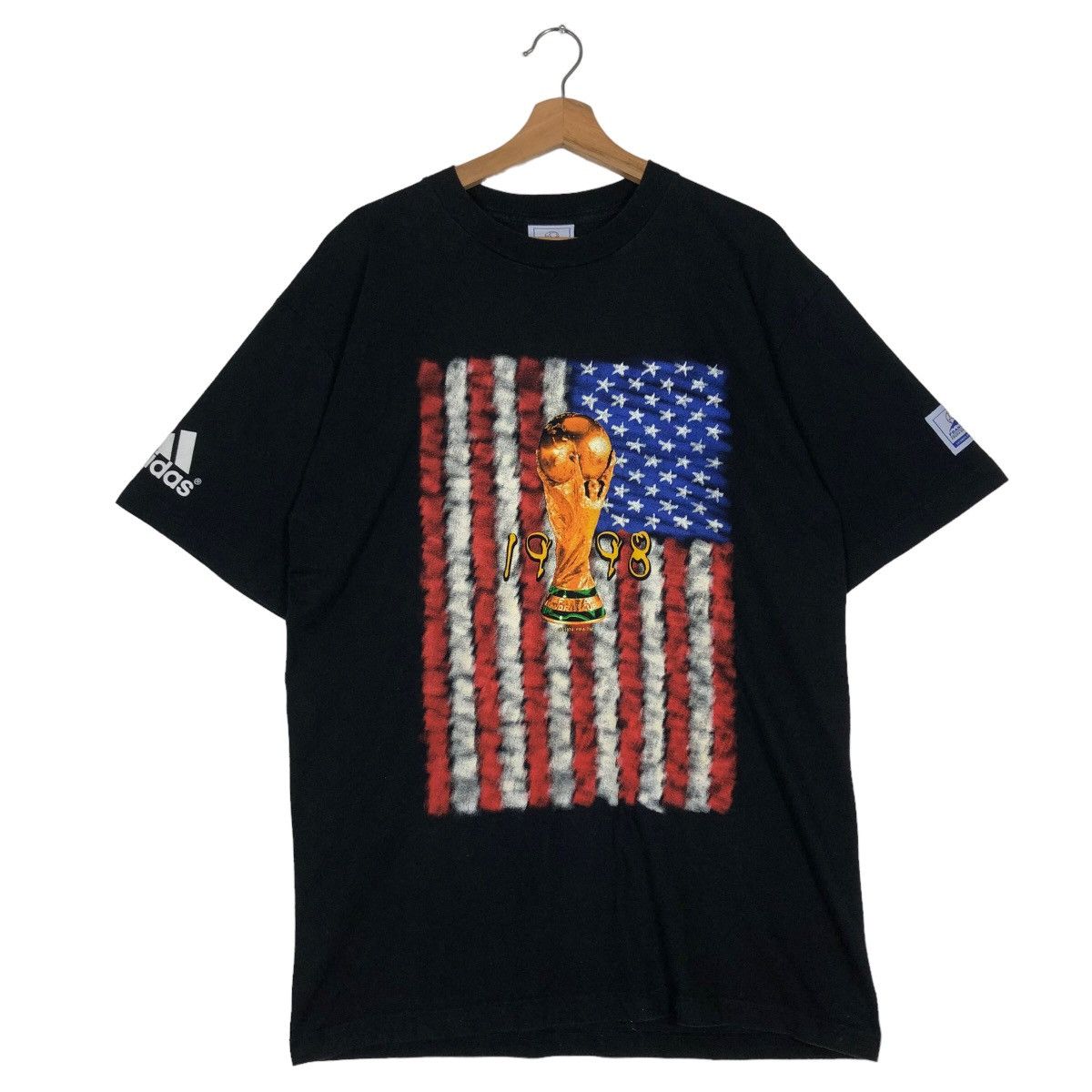 🔥Vintage 98 France Coupe Du Monde Adidas Big Logo T-Shirt