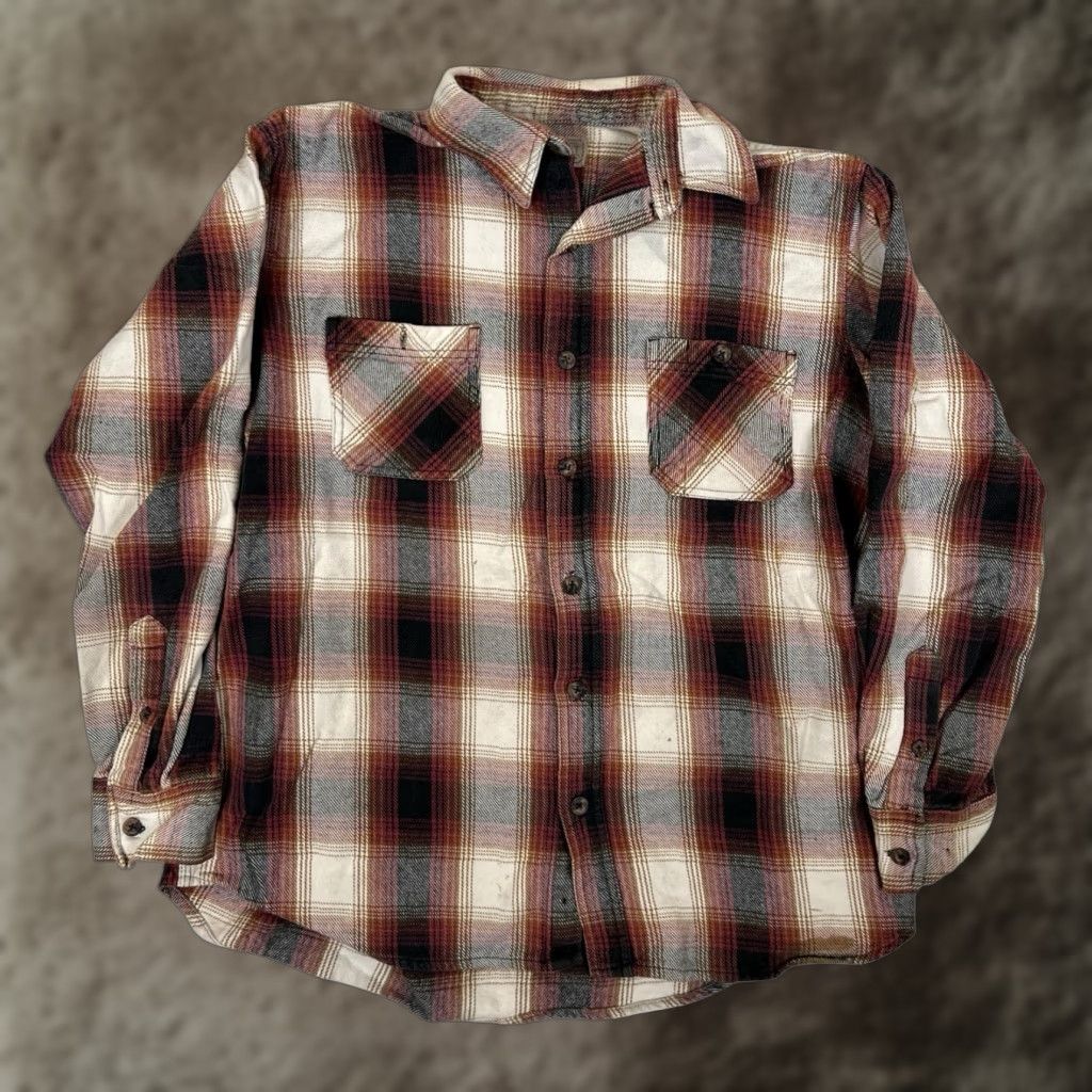 Vintage C.E. Schmidt Workwear Shirt Mens Large Plaid Flannel Button-Down Red Brown Size US L / EU 52-54 / 3 - 1 Thumbnail