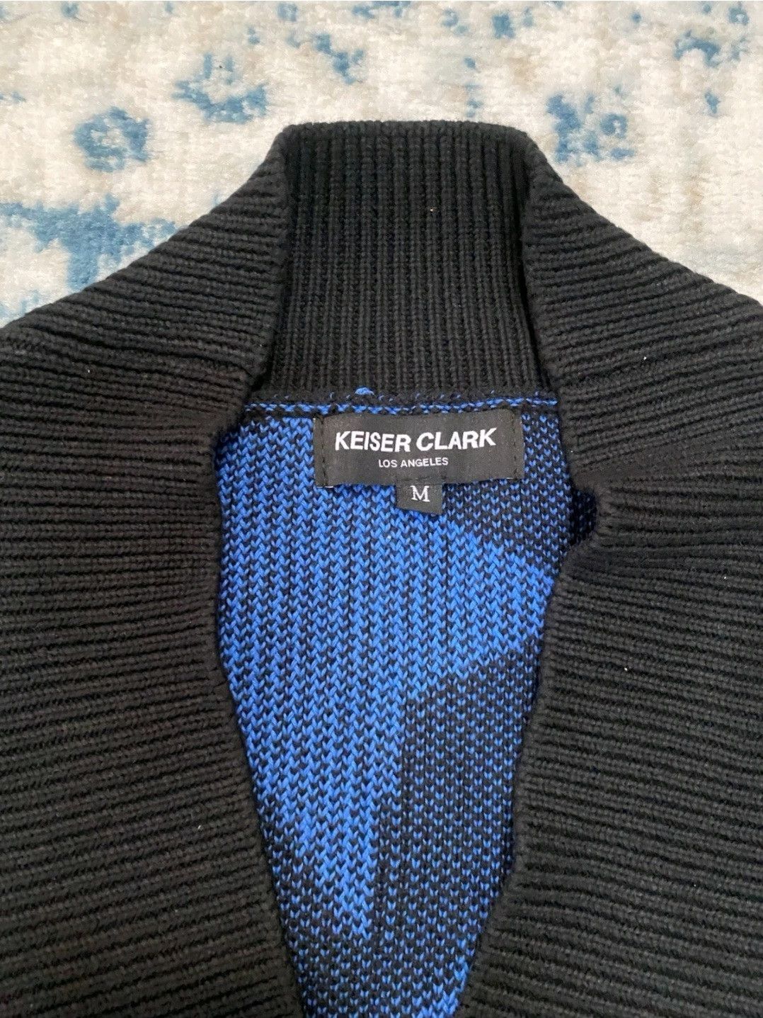 Keiser Clark Keiser Clark Chevron Check Knit Cardigan Black Cobalt Blue Size US M / EU 48-50 / 2 - 3 Thumbnail