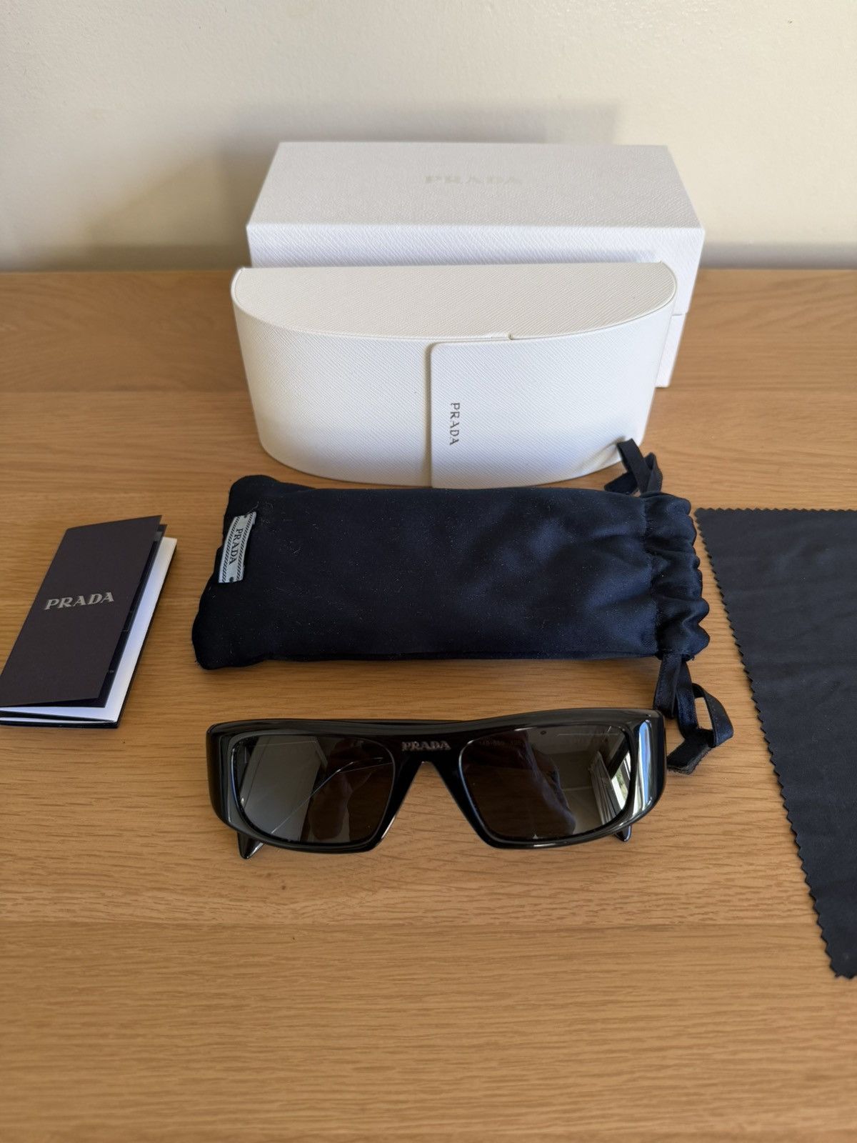 Prada Prada Wrap Rectangle Sunglasses – Black Size ONE SIZE - 6 Thumbnail
