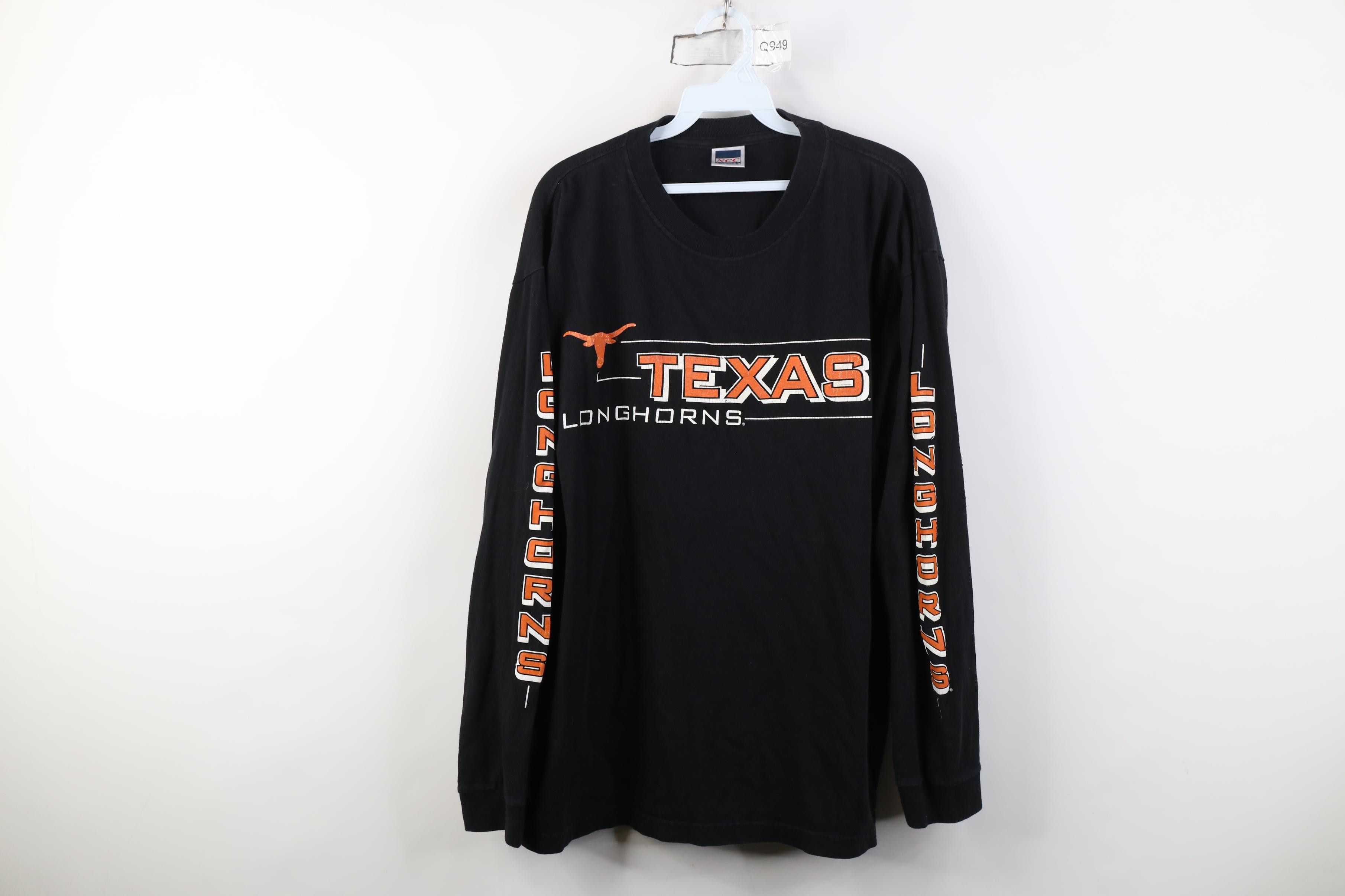 Vintage Vintage 90s University of Texas Long Sleeve T-Shirt Black Size US XL / EU 56 / 4 - 1 Thumbnail