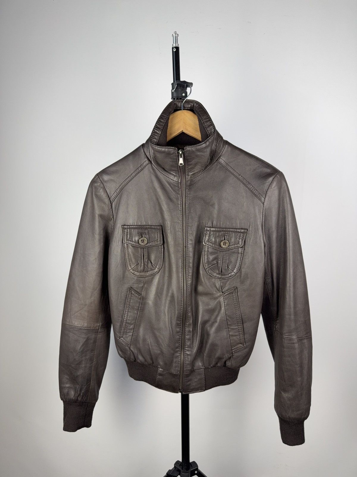 Leather Made in Italy Brown Real Leather Bomber Jacket Size 3 Size M / US 6-8 / IT 42-44 - 1 Thumbnail