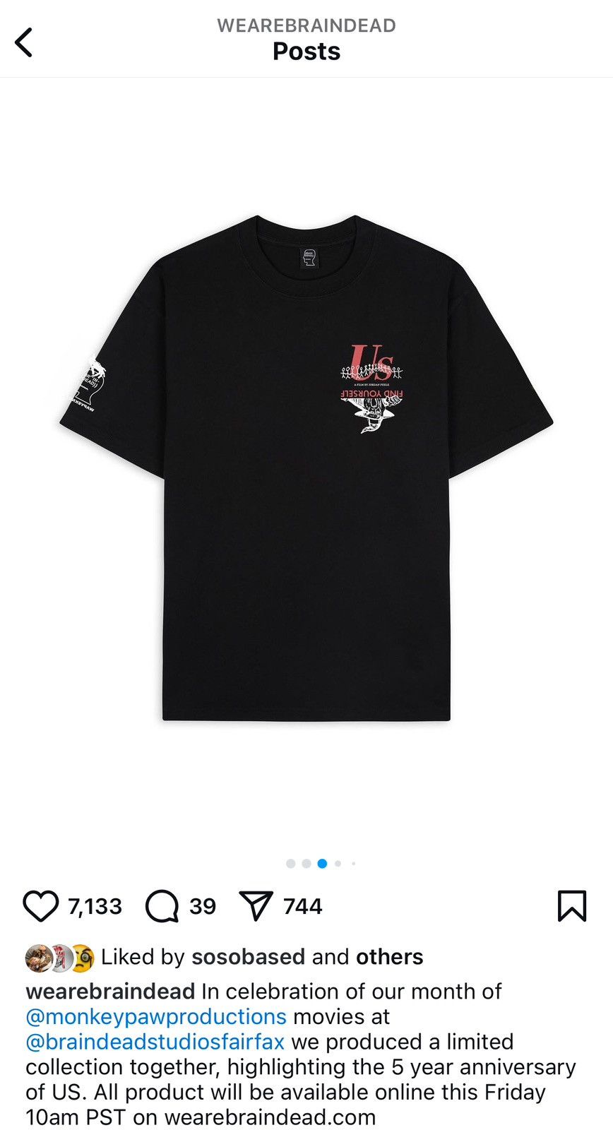 Brain Dead JORDAN PEELE US TEE MONKEYPAW PRODUCTiONS 5 YEAR ANNiVERSARY Size US L / EU 52-54 / 3 - 2 Thumbnail