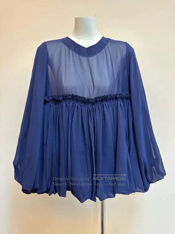 Comme des Garcons COMME des GARÇONS Blue Pleated Long Sleeve Top . Size XS / US 0-2 / IT 36-38 - 1 Thumbnail
