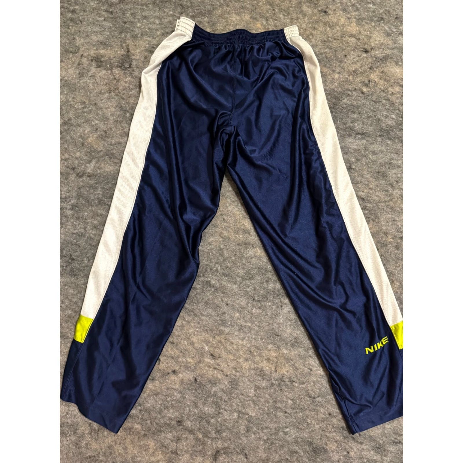 Nike VINTAGE Nike Track Pants Unisex Adults XL Navy Blue White Stripe 90s Break Away Elastic Waist Regular Size US 36 / EU 52 - 4 Thumbnail