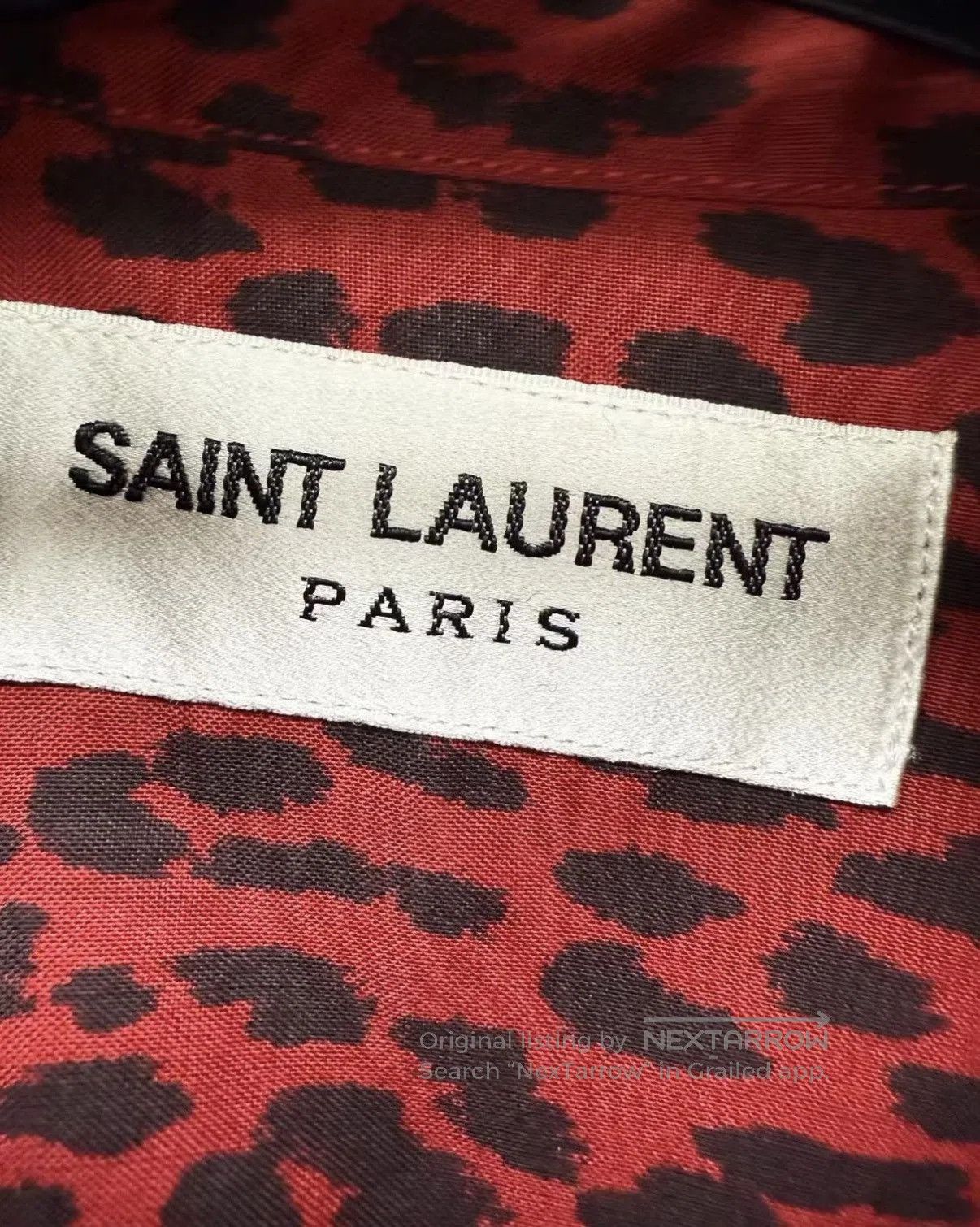 Saint Laurent Paris Red Leopard Print Long Sleeve Button. Size US XS / EU 42 / 0 - 3 Thumbnail