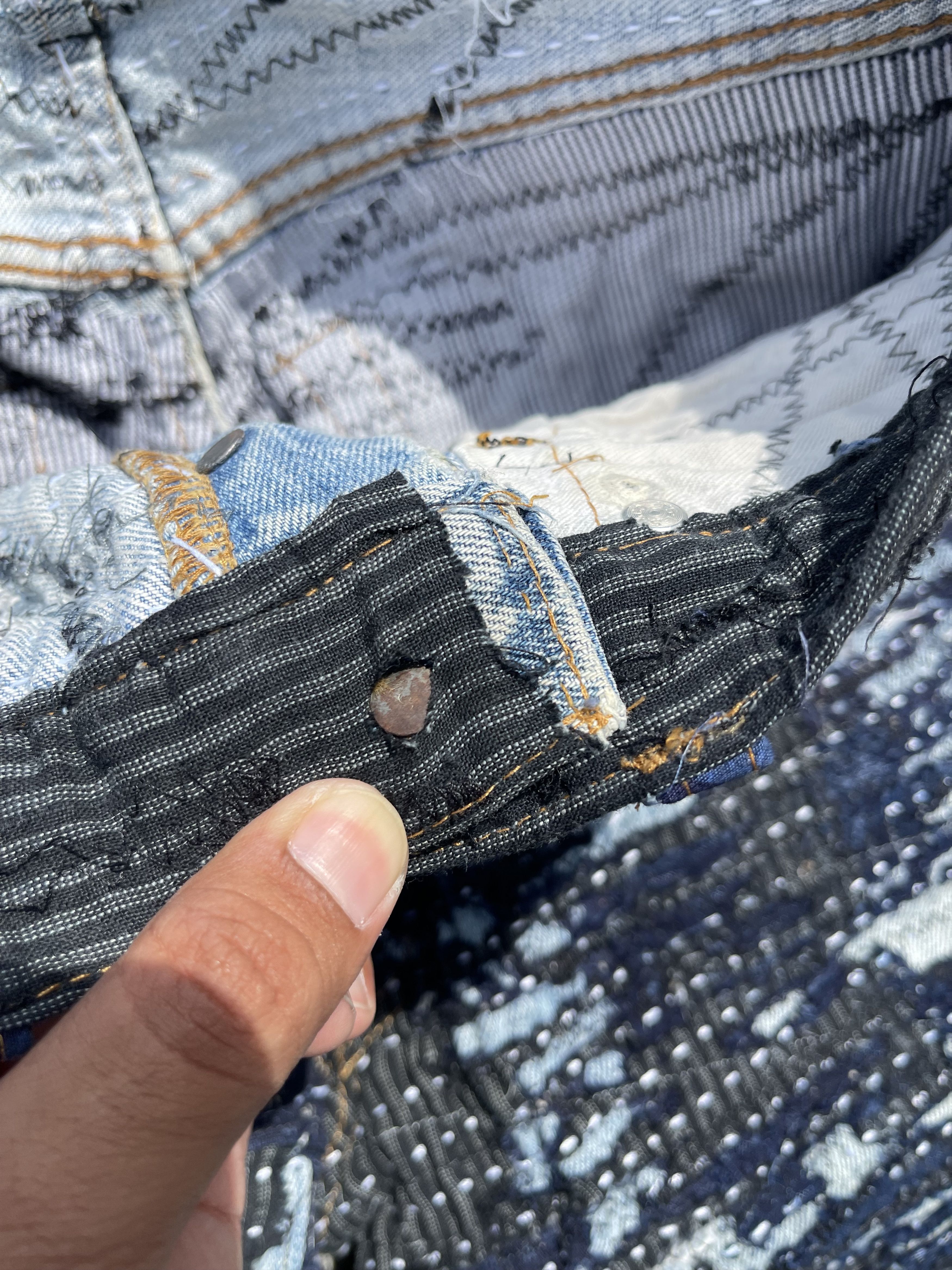 Le Grande Bleu (L.G.B.) × Levi's Vintage Clothing × Vintage Vtg Levis Custom Sashiko Boro Kapital Style Single Number Size US 29 - 7 Thumbnail