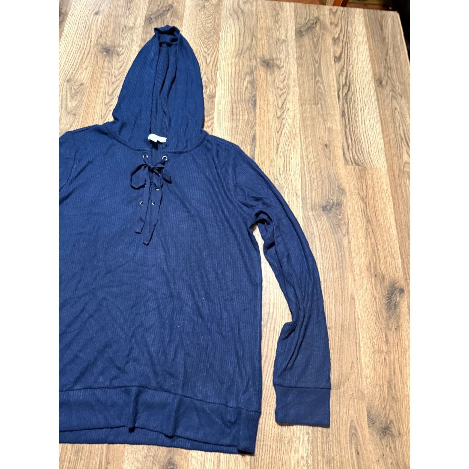 Market Market & Spruce Hoodie Women’s Size Medium Blue Long Sleeve V-neck Pullover Size M / US 6-8 / IT 42-44 - 4 Thumbnail