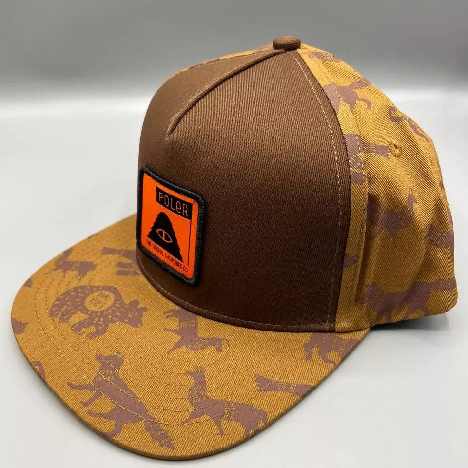 Other Poler Print Patch Hat Men Brown Camp Vibes Snap Back Cap New Size ONE SIZE - 2 Thumbnail