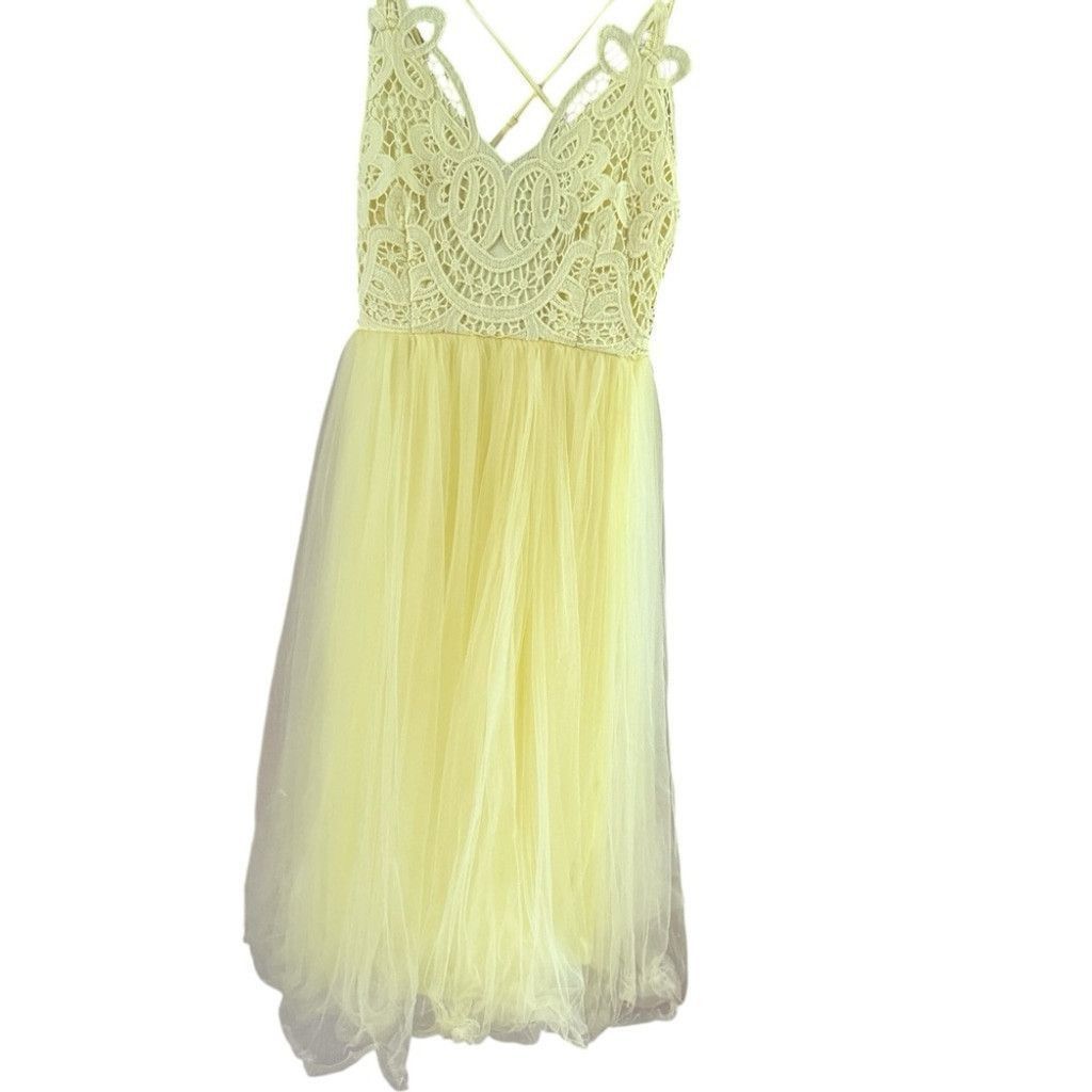 Asos ASOS Yellow Sweetheart Neck Sundress Midi Size M / US 6-8 / IT 42-44 - 4 Thumbnail
