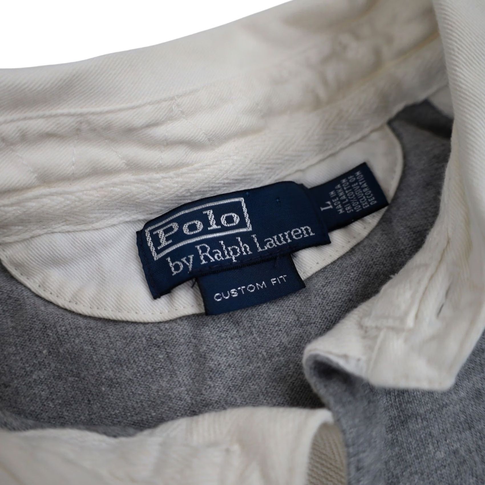 Polo Ralph Lauren VINTAGE Polo Ralph Lauren Mens Rugby Shirt White Gray L Ship/Category Shirt Mens Large White/Gray Rugby 90s Size US L / EU 52-54 / 3 - 5 Thumbnail