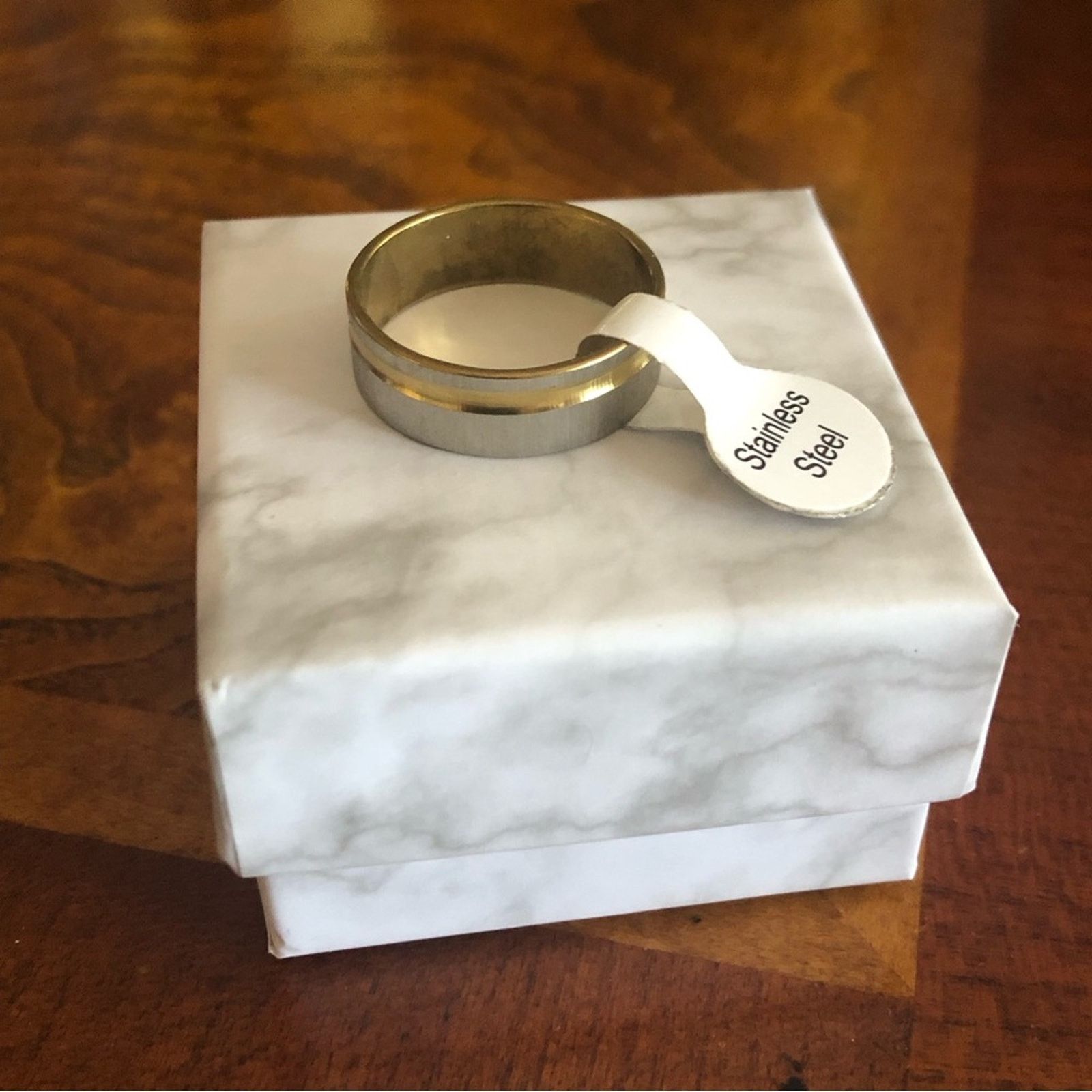 Jewelry Men’s brushed silver gold strip stainless ring NWT Size ONE SIZE - 2 Thumbnail