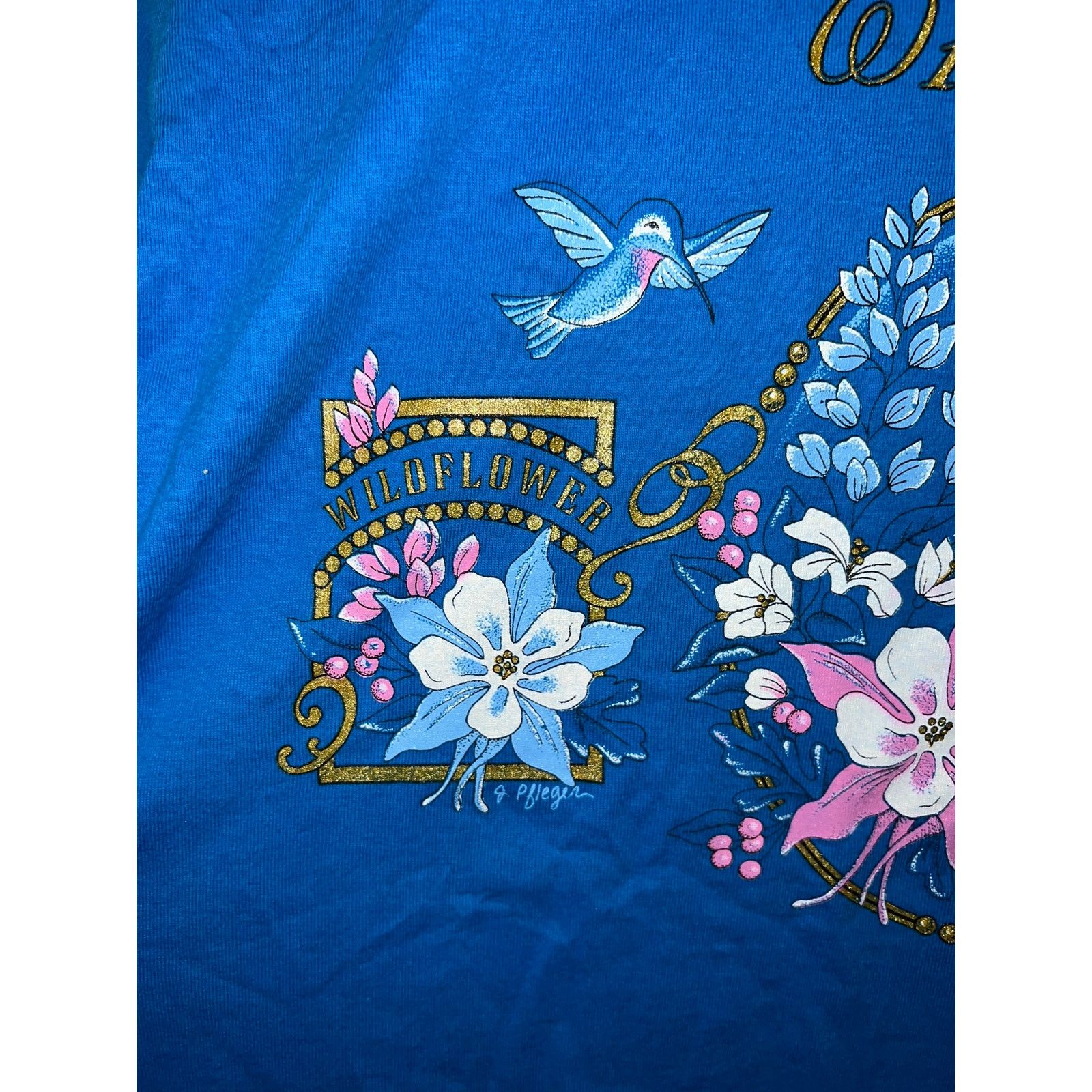 Jerzees Vintage Wildflower Shirt Wisconsin Blue Graphic Tee VTG L Size US L / EU 52-54 / 3 - 3 Thumbnail