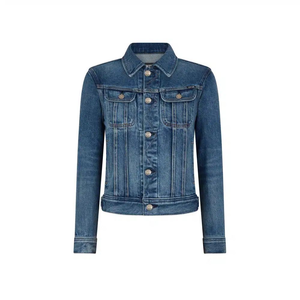 Tom Ford o1loc1c0526 GID083 Denim Washed Jacket in Blue Size M / US 6-8 / IT 42-44 - 1 Preview