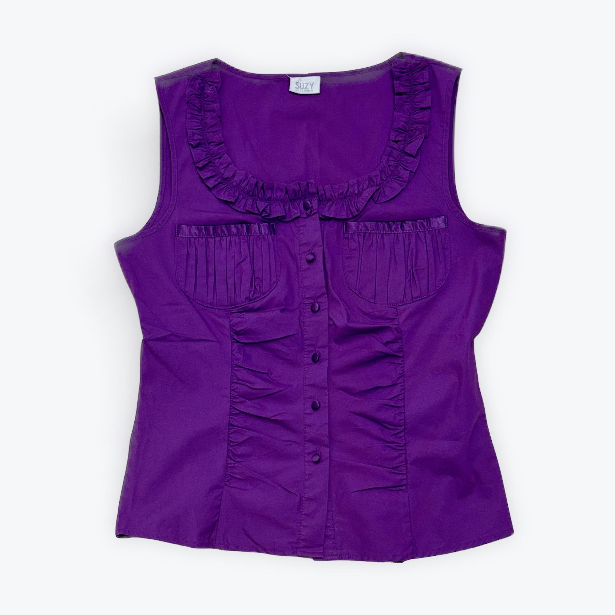 Vintage S Vintage Suzy Purple Ruffled Top Size S / US 4 / IT 40 - 1 Thumbnail