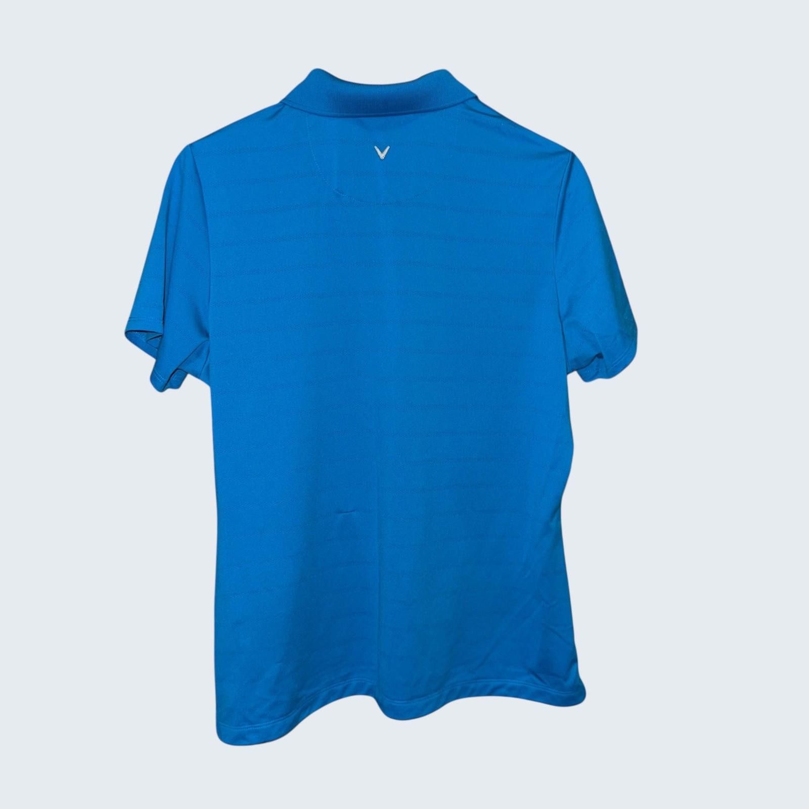 Callaway Callaway Mens Blue Striped Polo Shirt Hy-Vee Logo L Size ONE SIZE - 2 Thumbnail