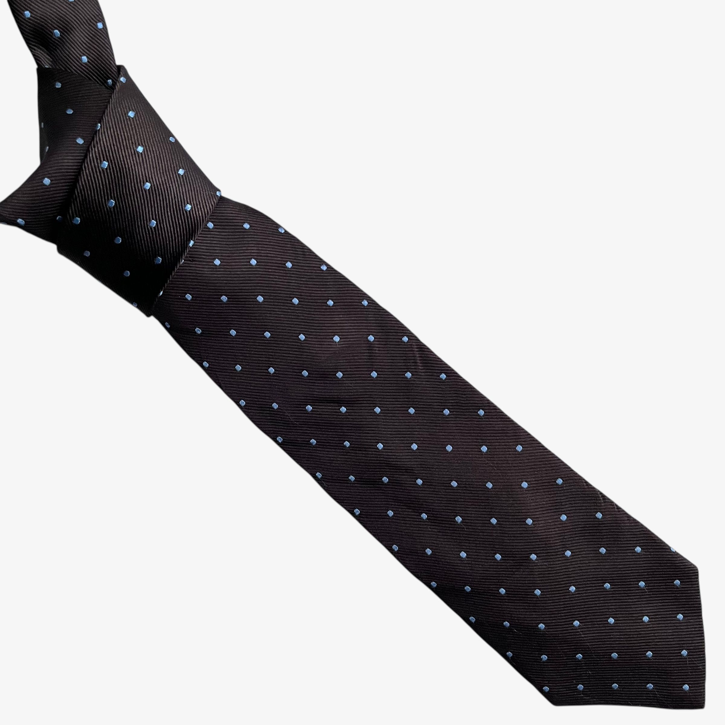 Faconnable Vintage 90s Faconnable Geometric Polka Dot Brown Silk Tie Size ONE SIZE - 1 Thumbnail