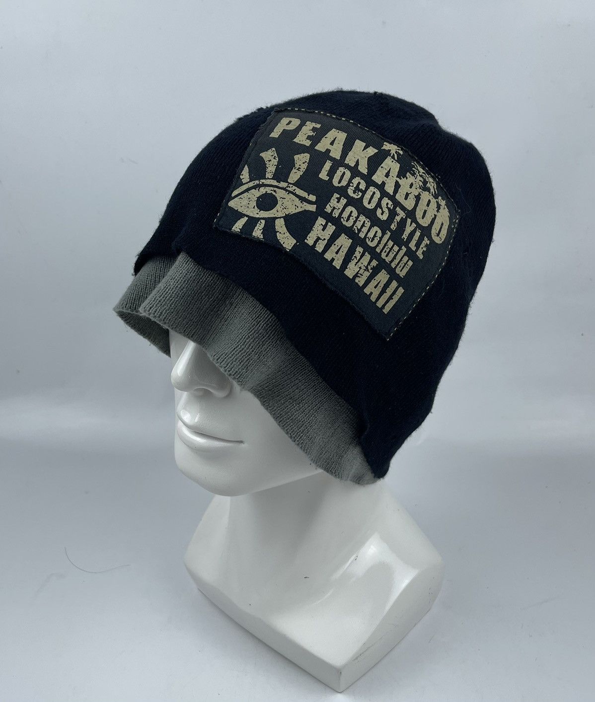 Japanese Brand distressed peakaboo single eye beanie hat Size ONE SIZE - 1 Thumbnail