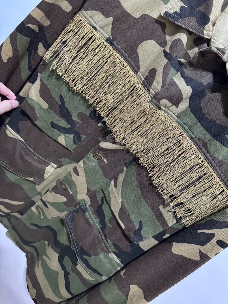 Yves Saint Laurent Saint Laurent 15SS Gold Thread Fringed Camo Jacket 2502-Ne Size US S / EU 44-46 / 1 - 3 Thumbnail
