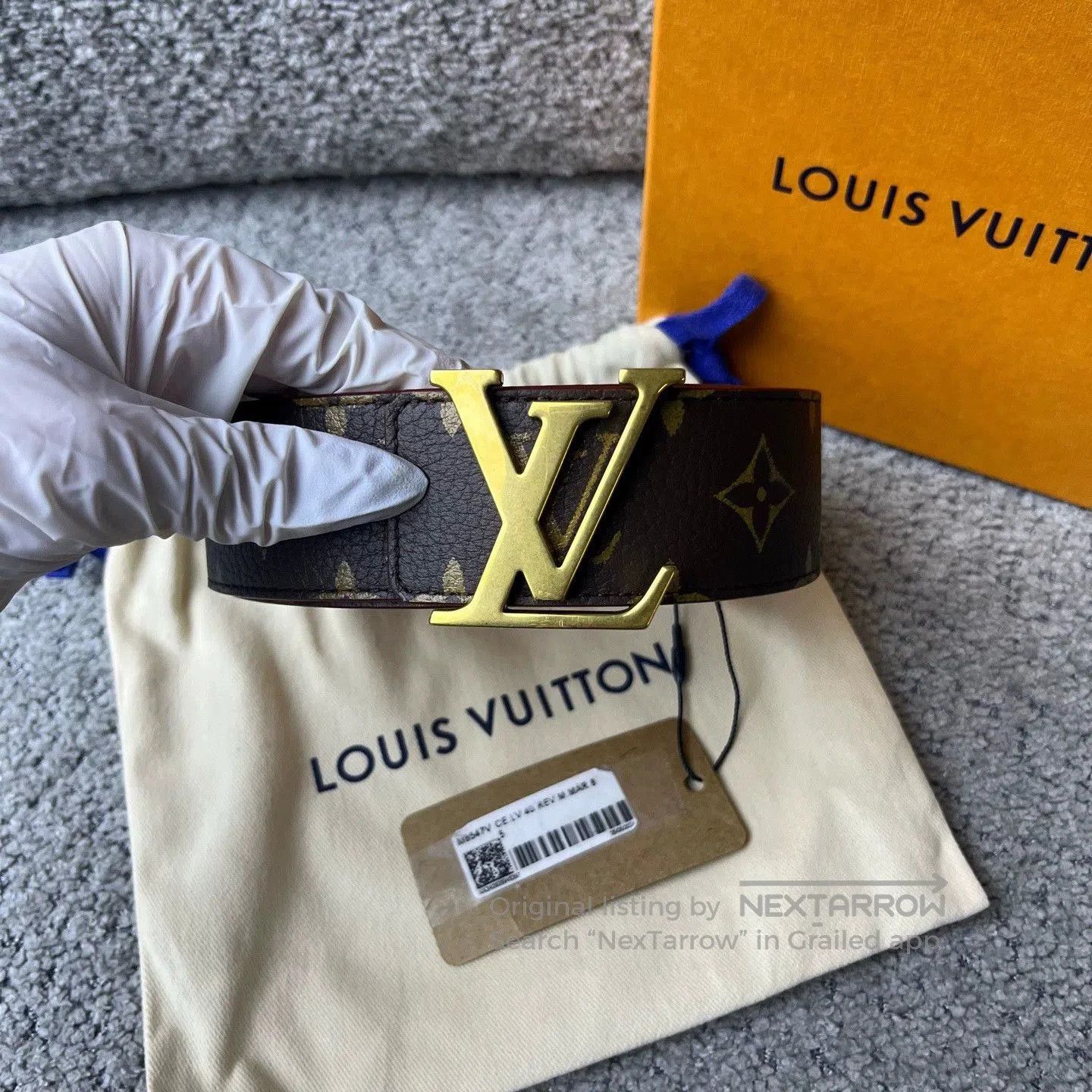 Louis Vuitton louis vuitton brown logo embossed leather belt. Size ONE SIZE - 5 Thumbnail