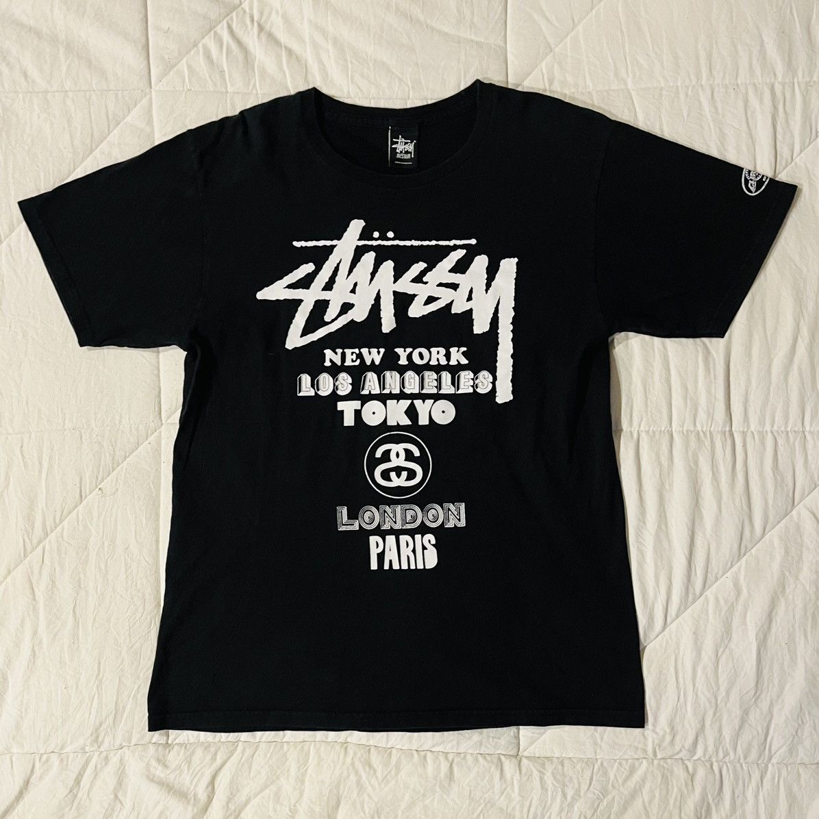 Stussy Stussy NY London Tokyo Paris Black Tee Shirt | Grailed