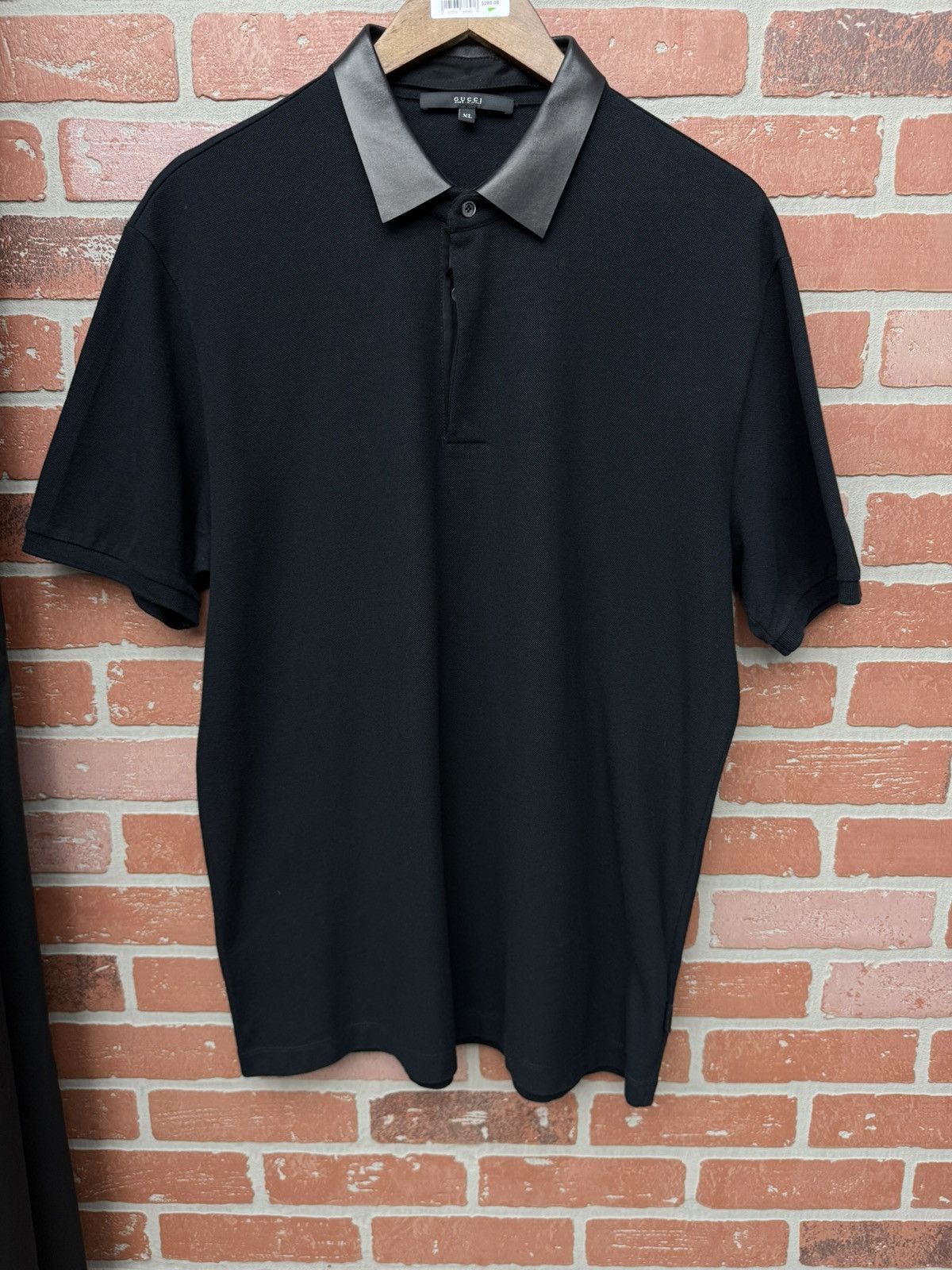 Gucci Men’s Black Gucci Polo Shirt Leather Collar Size US XL / EU 56 / 4 - 4 Thumbnail