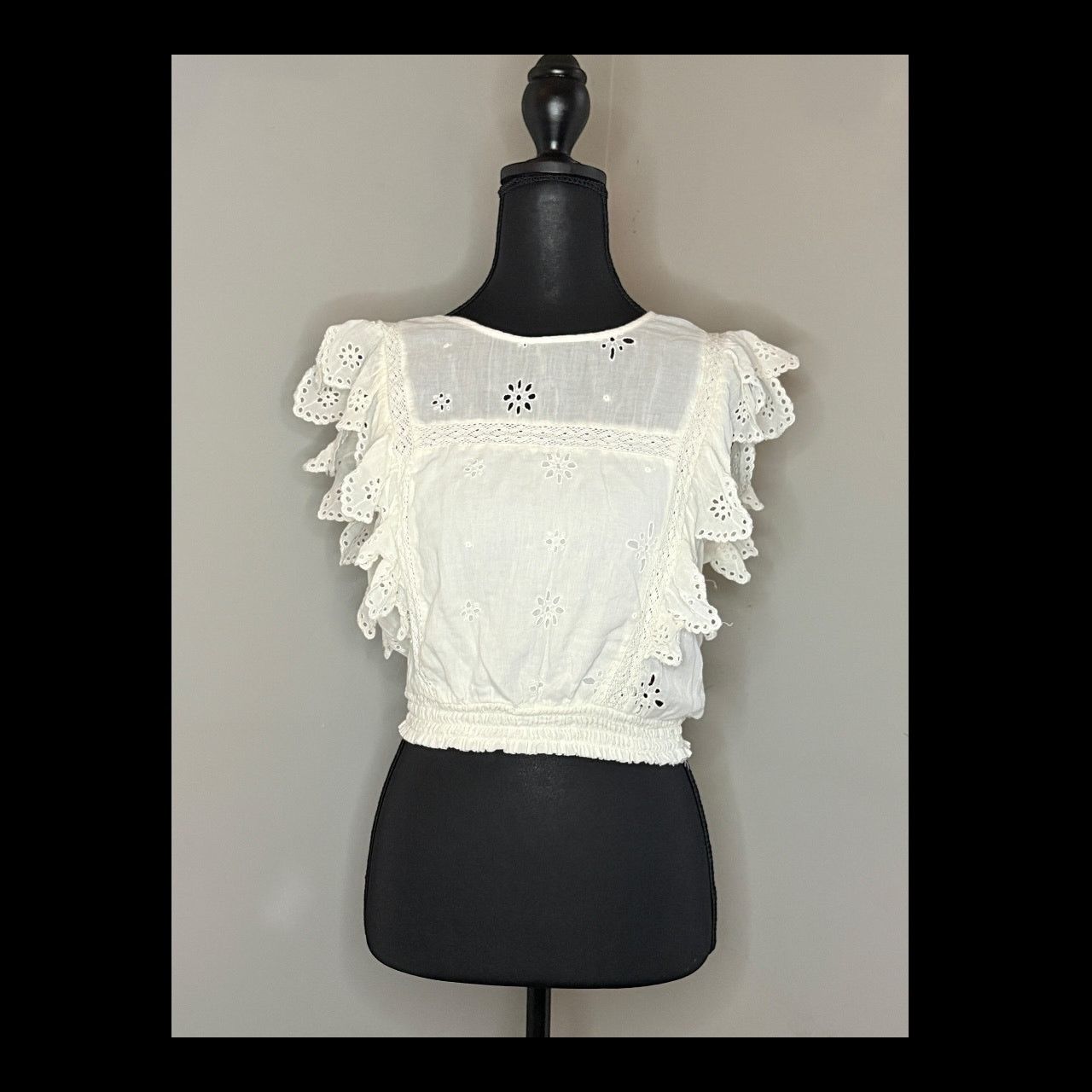 American Eagle Outfitters Aerie Cream Lace Tank Top Size S / US 4 / IT 40 - 2 Thumbnail