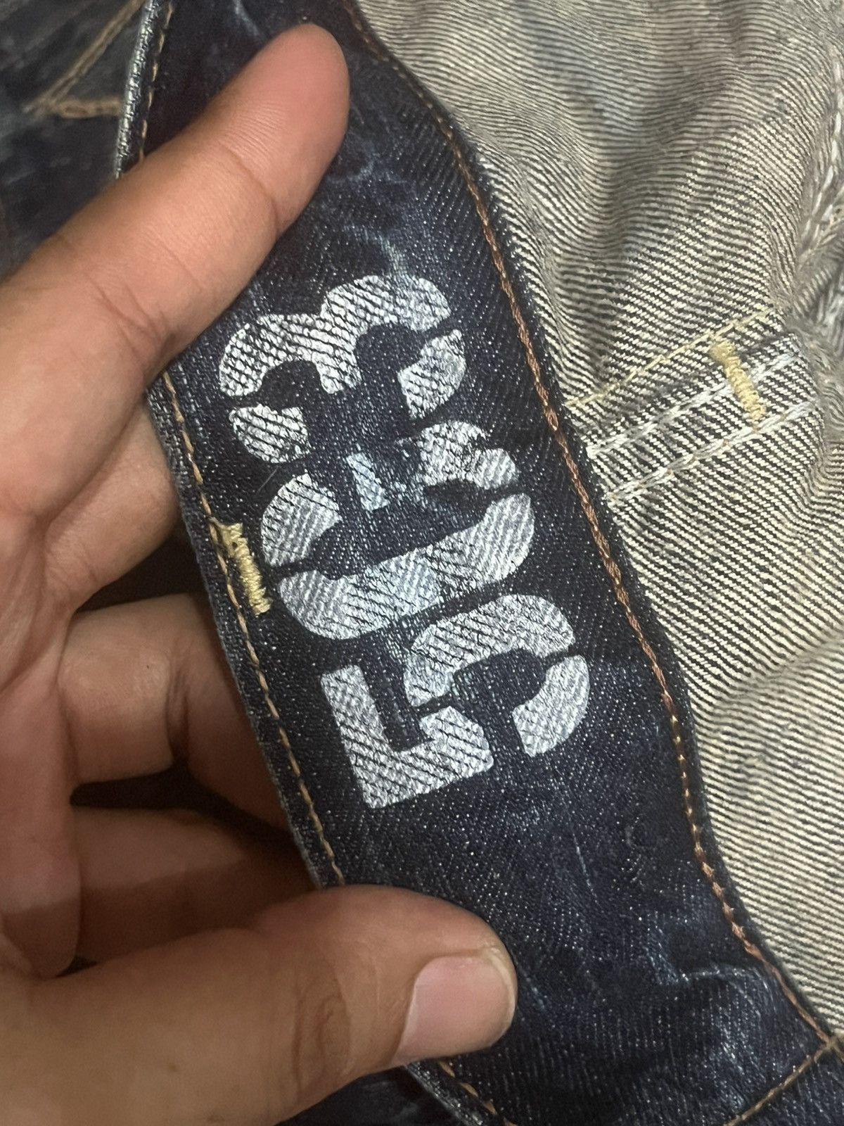 Number (N)ine Edwin 503 Japan Blue Trip Dark Blue Frayed Leg Flare Jeans Size US 30 / EU 46 - 17 Thumbnail