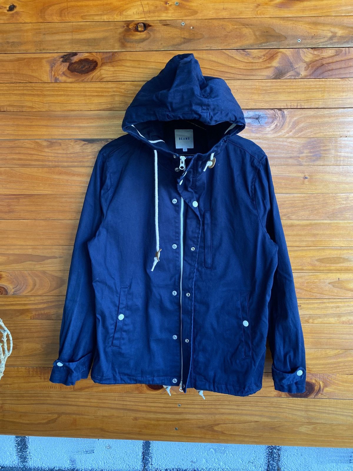 Beams Japan BEAMS Navy Hooded Jacket – Japanese Streetwear Classic Size US L / EU 52-54 / 3 - 7 Thumbnail