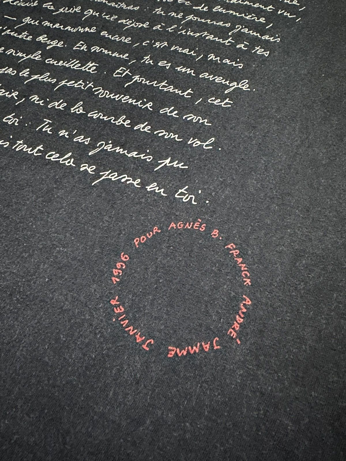 agnes b. Vintage 1996 Agnes B pour France Andre Jamme Janvier tshirt Size US S / EU 44-46 / 1 - 8 Thumbnail