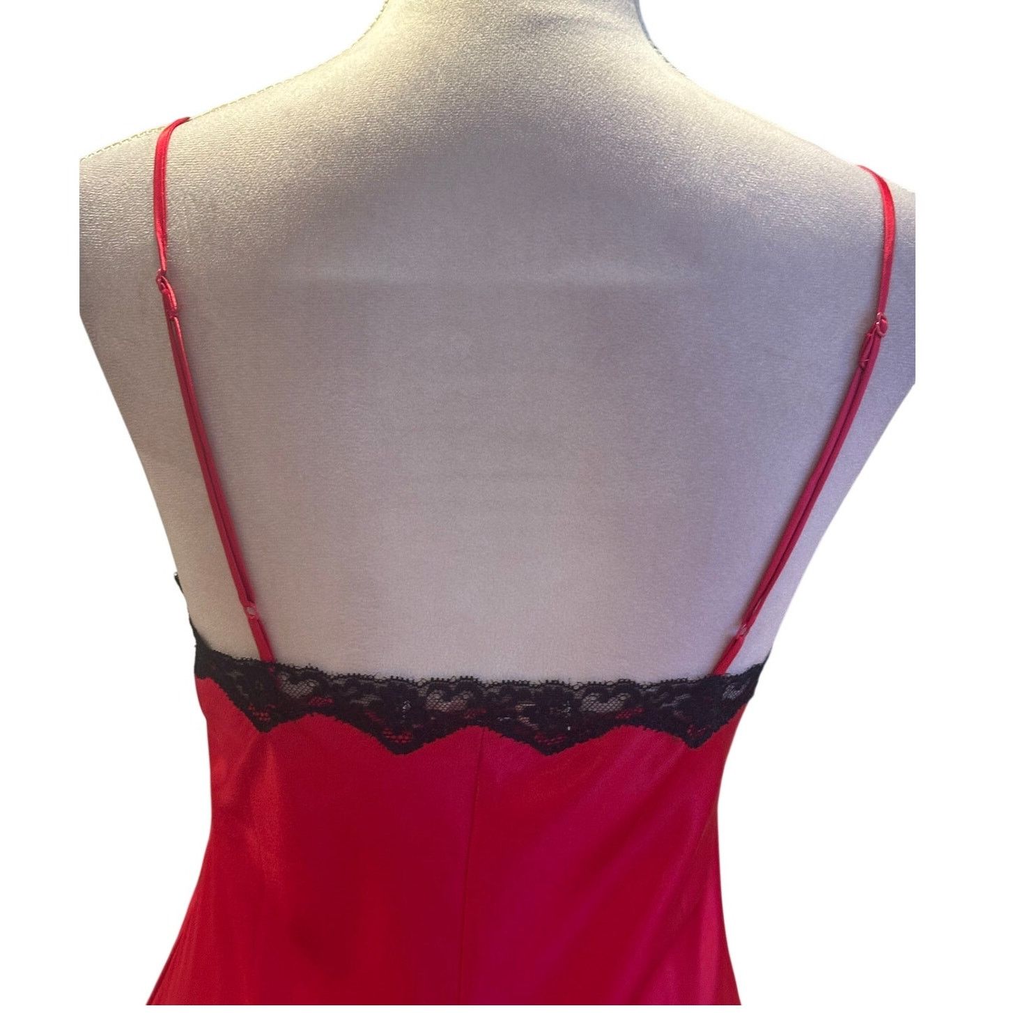 Victoria's Secret Victoria's Secret Satin Red Slip Dress With Black Lace S Size ONE SIZE - 6 Thumbnail