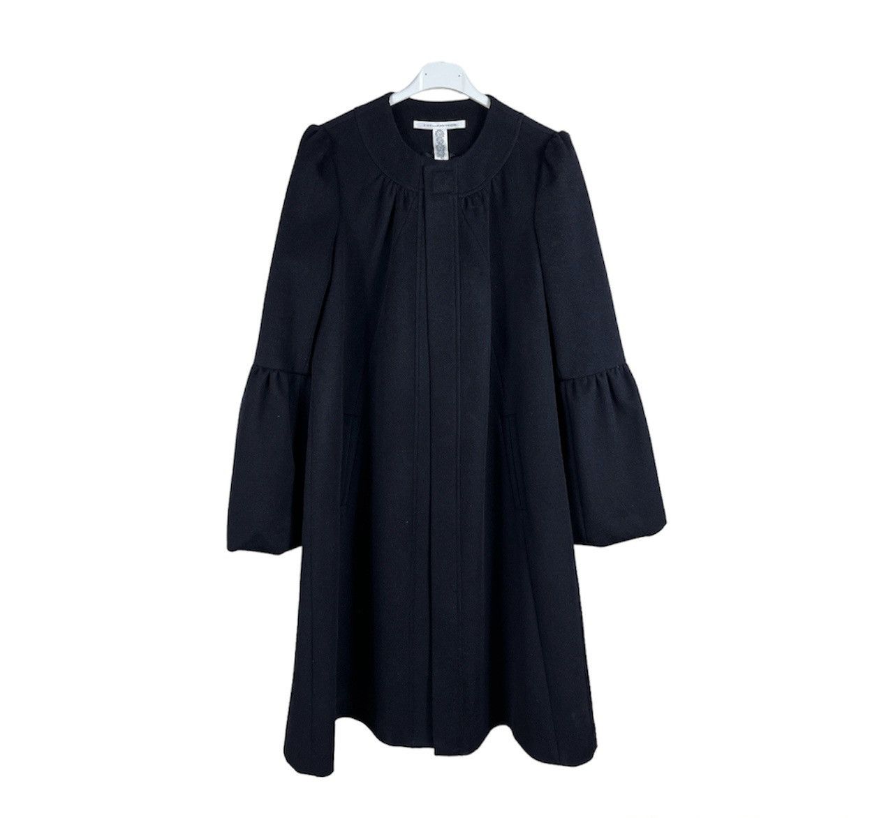 image of Avant Garde Diane Von Furstenberg Dvf Wool Silk Angora Long Campo Coat in Black, Women's (Size Larg