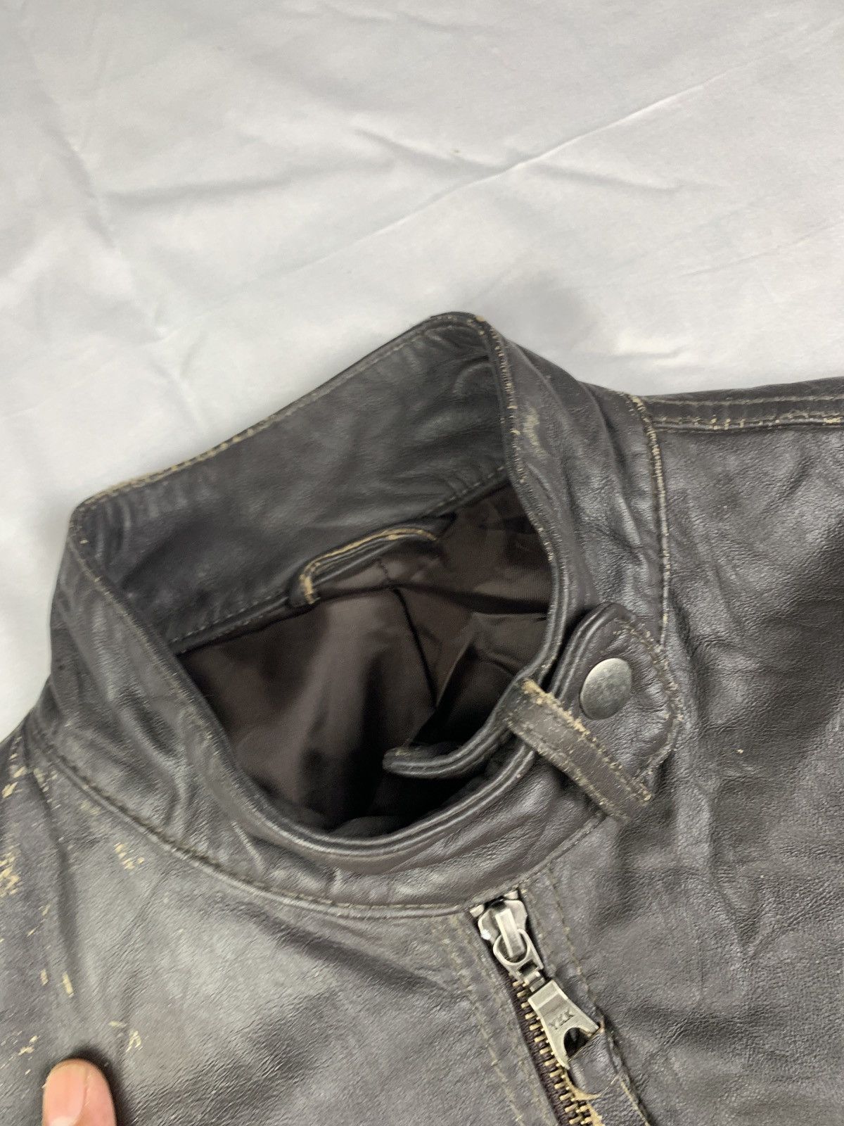Japanese Brand Le Mieux Japan Brown Biker Iconic Type Leather Trash Jacket Size L / US 10 / IT 46 - 8 Thumbnail
