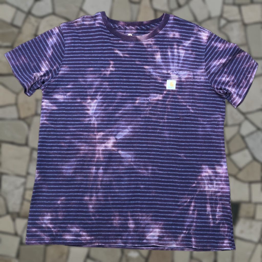 Carhartt Carhartt Shirt Women L Burgundy Tie Dye Acid Wash Striped Crew Neck Short Sleeve Multicolor T-Shirt 80s Marine Outdoor Basic Regular Size L / US 10 / IT 46 - 1 Thumbnail