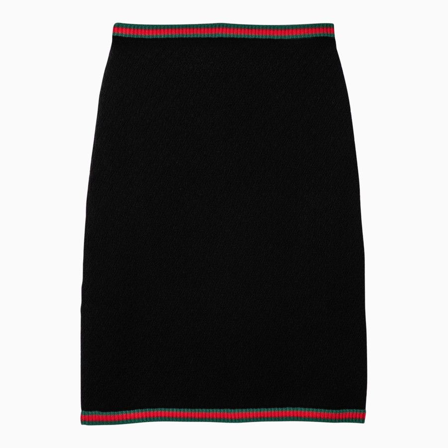 Gucci o1d2blof0824 Cotton Lace Midi Skirt With Web Motif in Black Size 27" / US 4 / IT 40 - 2 Thumbnail