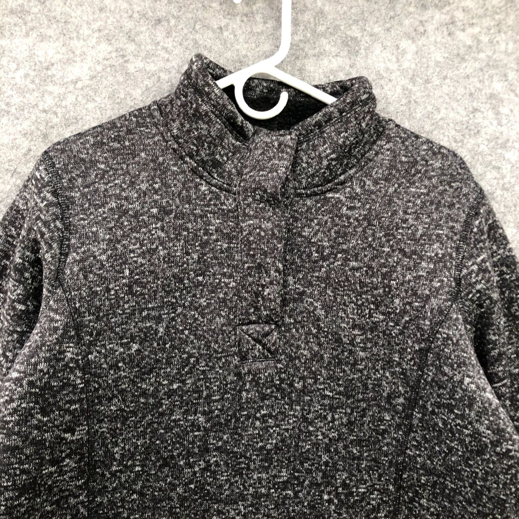 Avalanche Avalanche Mens L Dark Gray Heather Fleece Henley Mock Neck Pullover Sweater Snap Button Size US L / EU 52-54 / 3 - 3 Thumbnail