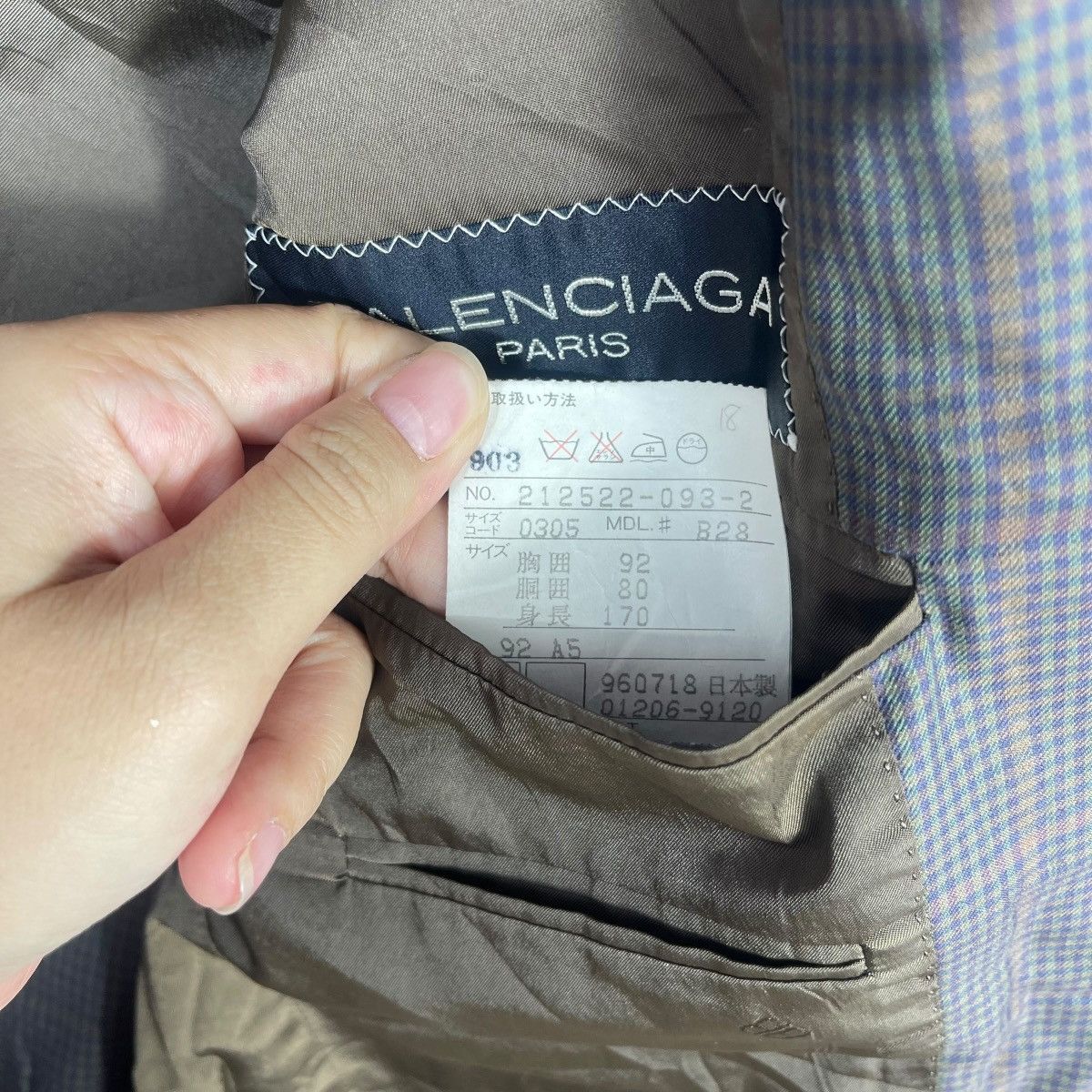 Balenciaga Vintage Balenciaga Paris Small Check Wool Blazer Jacket Size 38R - 7 Thumbnail